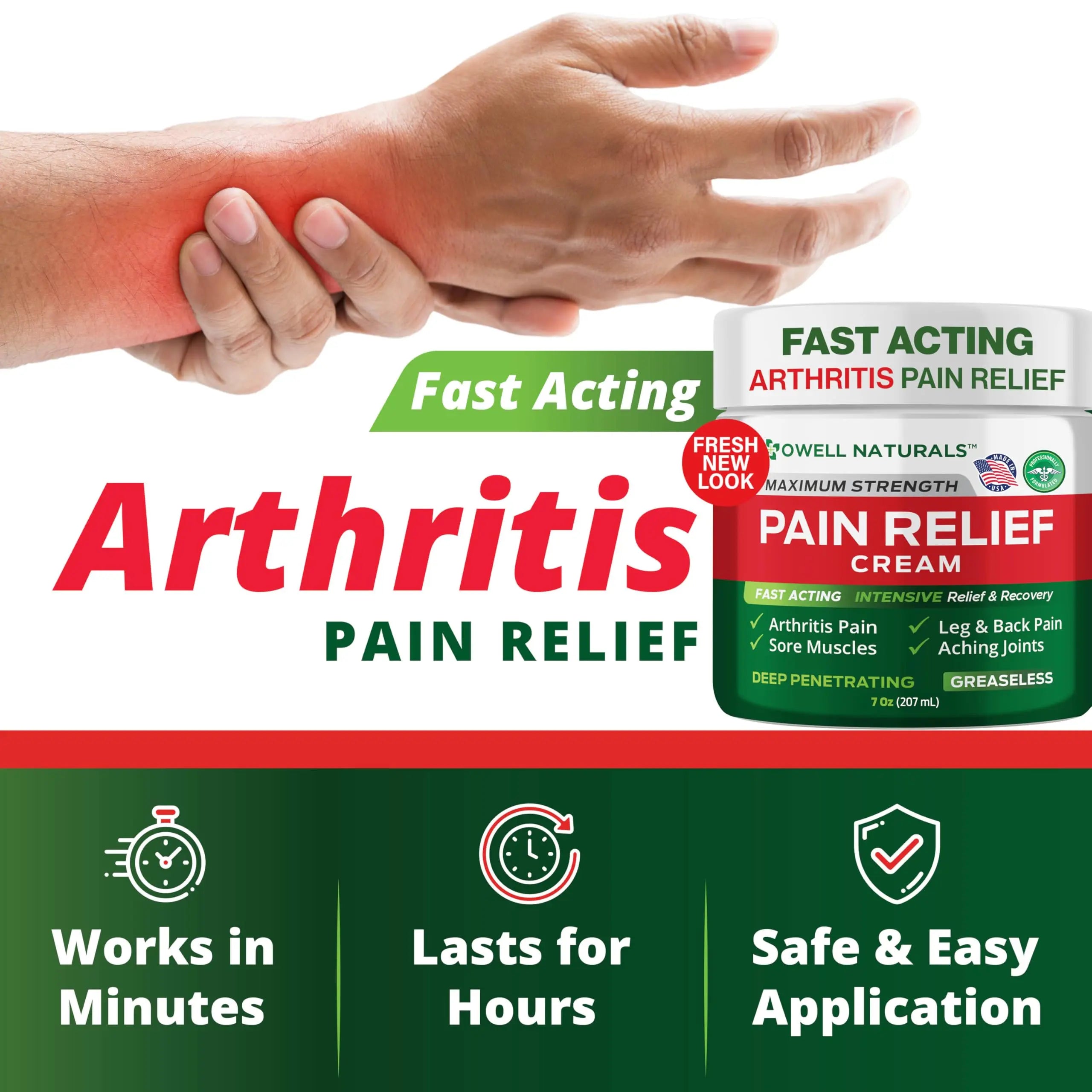 Owell Naturals Deep Penetrating Pain Relief Cream, Maximum Strength Formula for Joints & Muscles, Lower Back, Knees, Hands, Legs, Ankle – Fast Acting Comfort, 7 oz Owell Naturals uk supplements