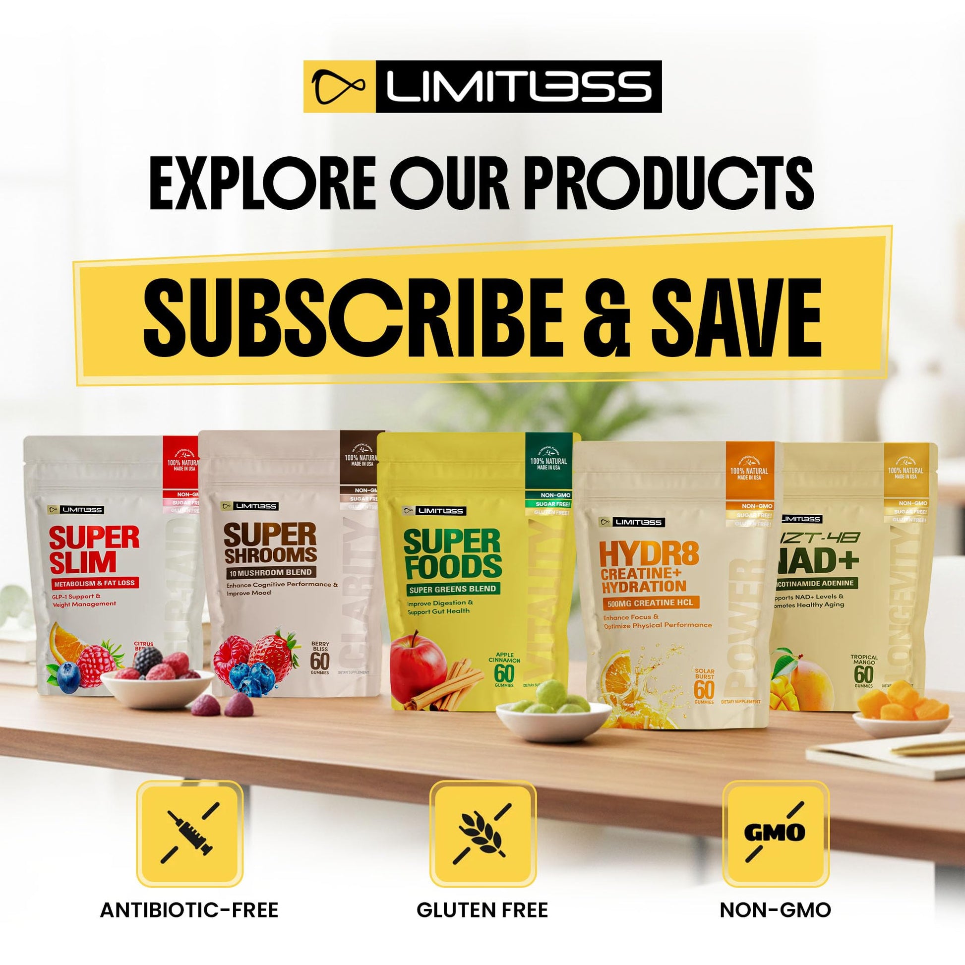 Limitless Supershrooms Smart Focus Gummies - 30 Day Supply LIMITLESS X uk supplements