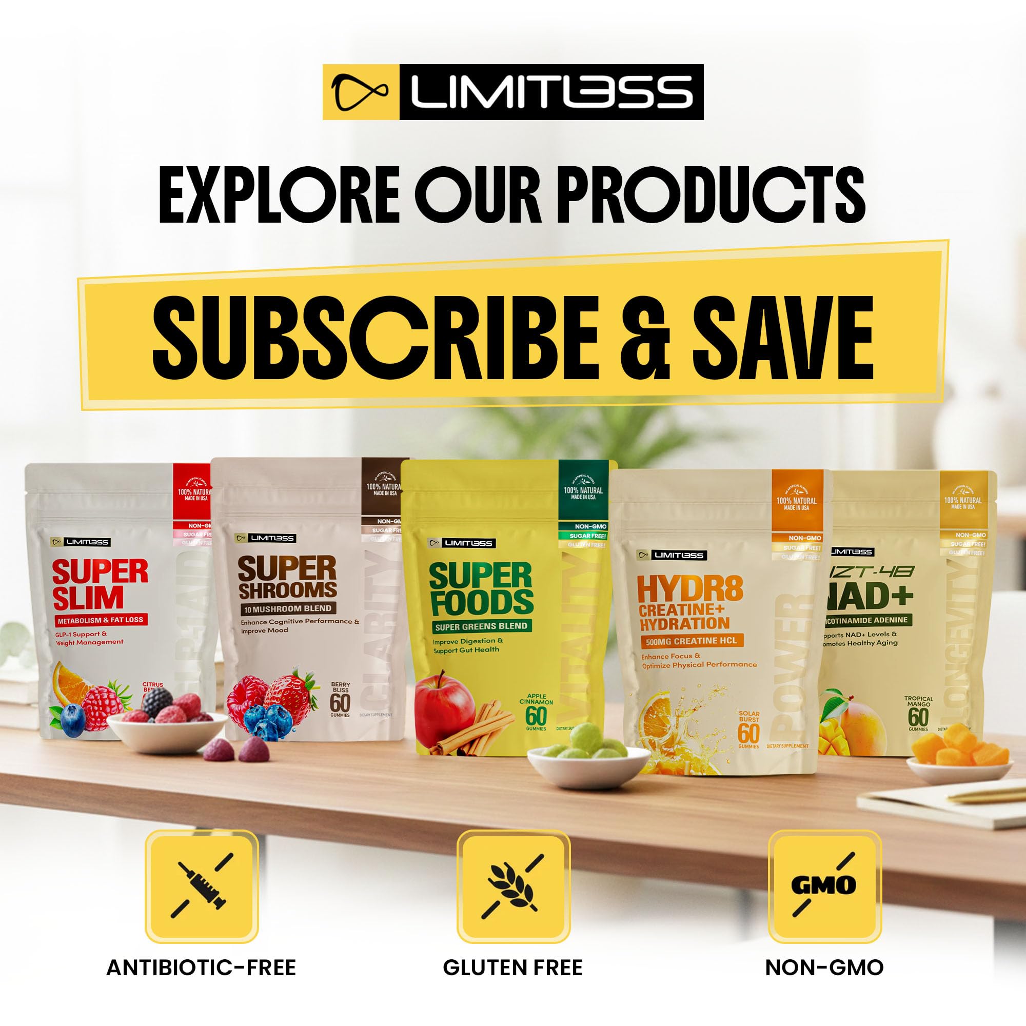 Limitless Supershrooms Smart Focus Gummies - 30 Day Supply LIMITLESS X uk supplements