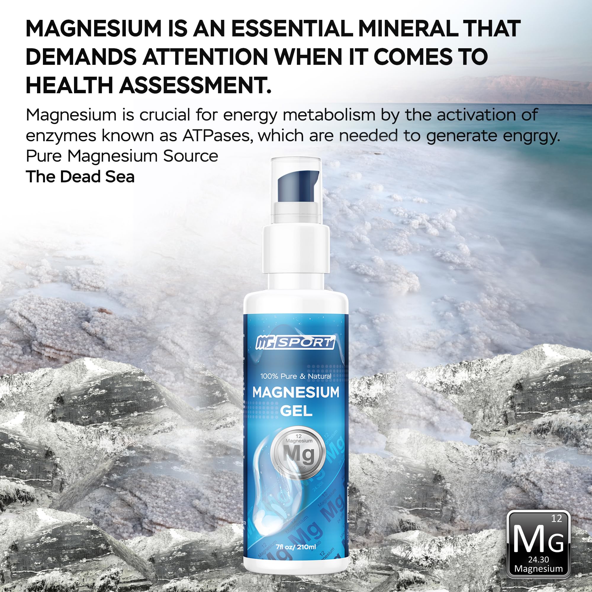 MgSport Magnesium Gel Dead Sea Magnesium - Gentle Topical Gel for Leg Cramps and Muscle Recovery Without Stinging - 20% More Potency Than Magnesium Oil Sprays - 1,000 Pumps MgSport uk supplements