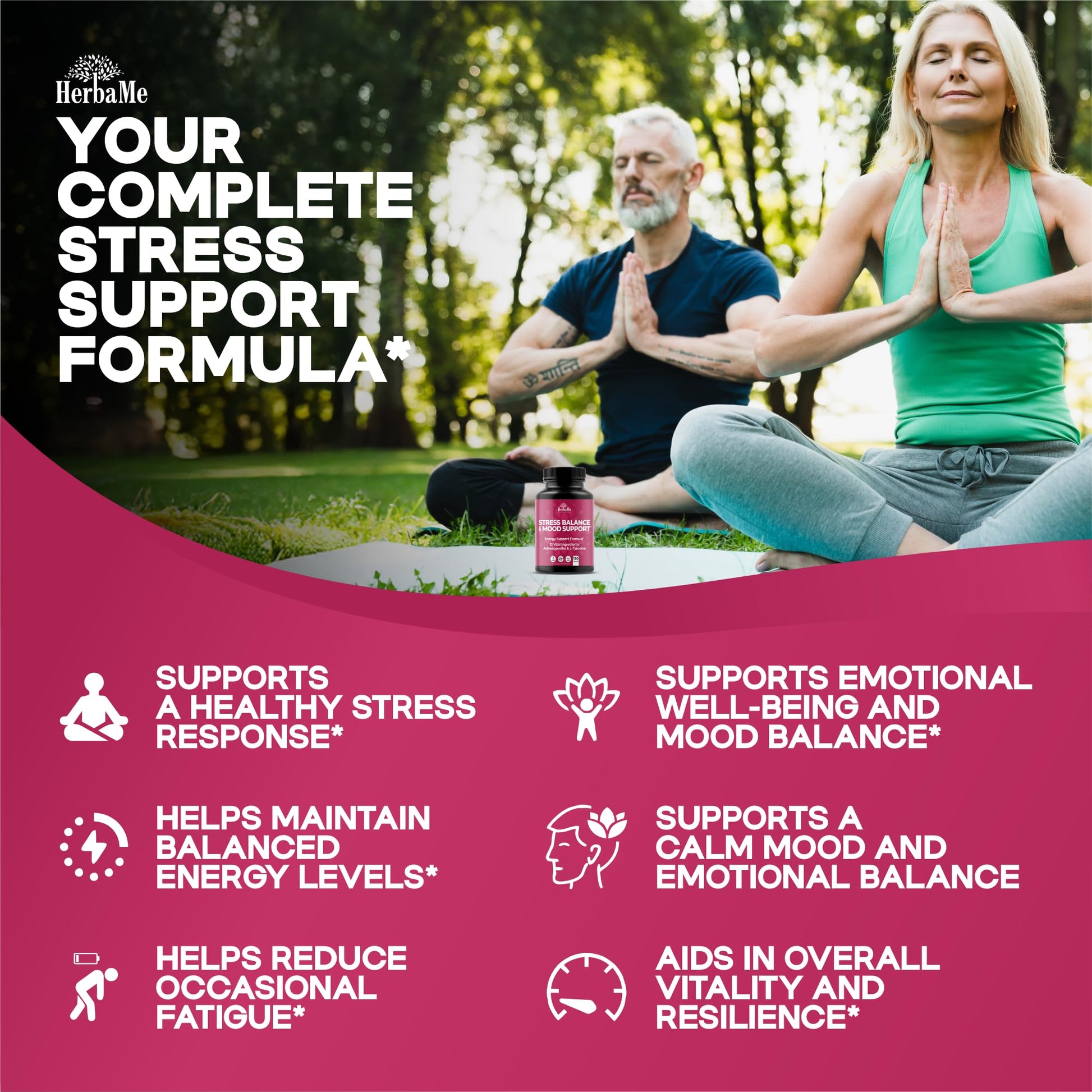 HerbaMe Cortisol Manager Supplement and Balance Mood with Ashwagandha & L-Tyrosine, 120 Capsules, Helps Maintain Healthy Energy Levels and Stress Relief, Fatigue Reducer Pills HerbaMe uk supplements