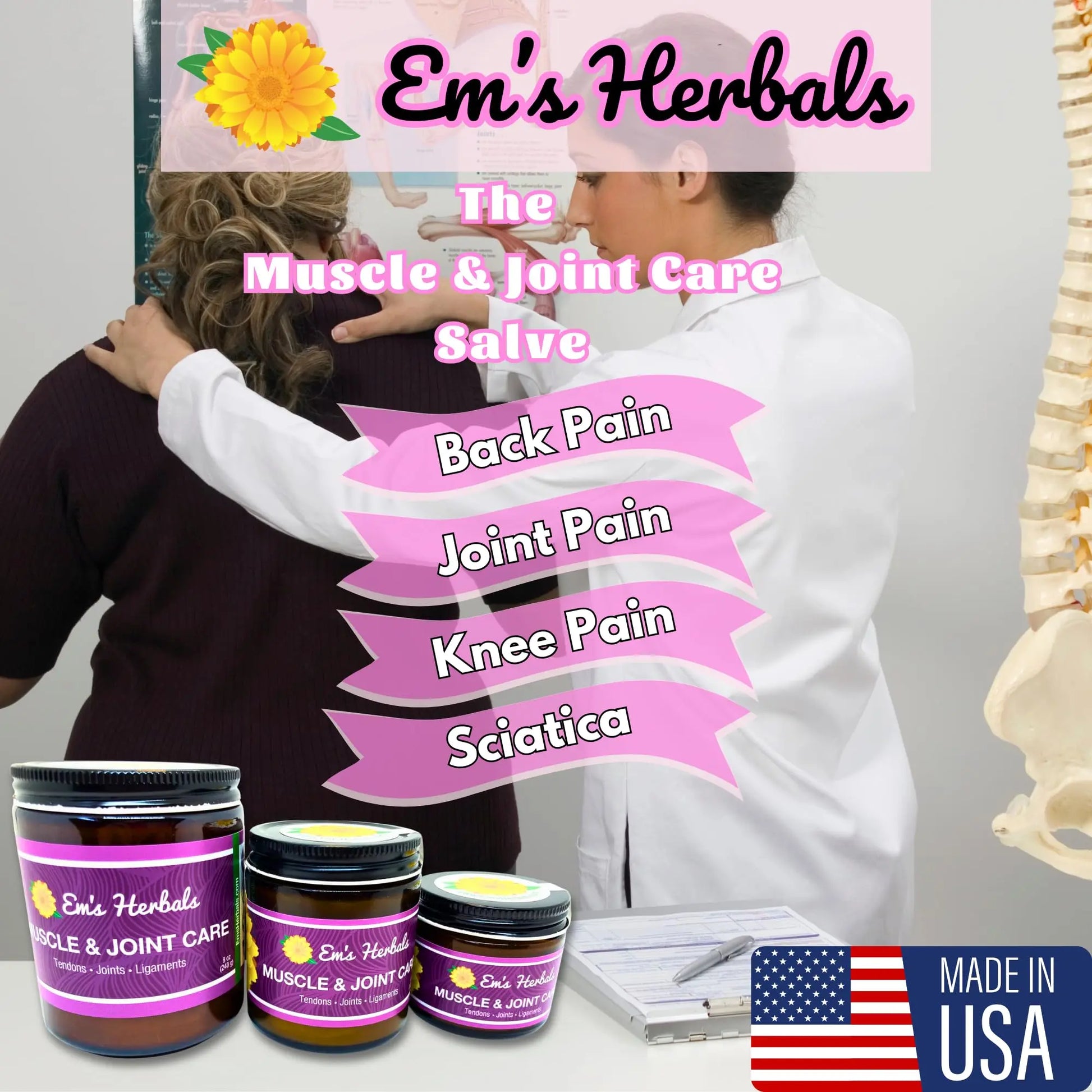 Em's Herbals, Muscle & Joint Care Arnica Salve - Amplified Arnica Salve Made with Menthol Crystals, and Effective Essential Oils to Penetrate Deep into Muscles, Joints, and Back Discomfort (2 oz) Em's Herbals uk supplements