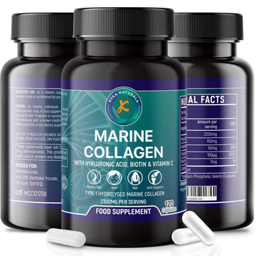 Hydrolysed Marine Collagen Peptides 2300mg - Enhanced with Hyaluronic Acid & Vitamin C Keka Naturals uk supplements