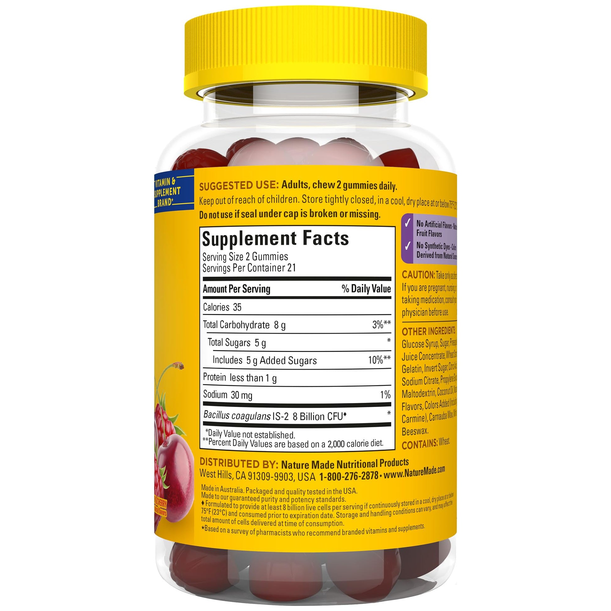 Nature Made Probiotics Extra Strength Dosage, Probiotics for Women and Men 8 Billion CFU per 2 Gummies, 42 Probiotic Gummies, 21 Day Supply Nature Made uk supplements