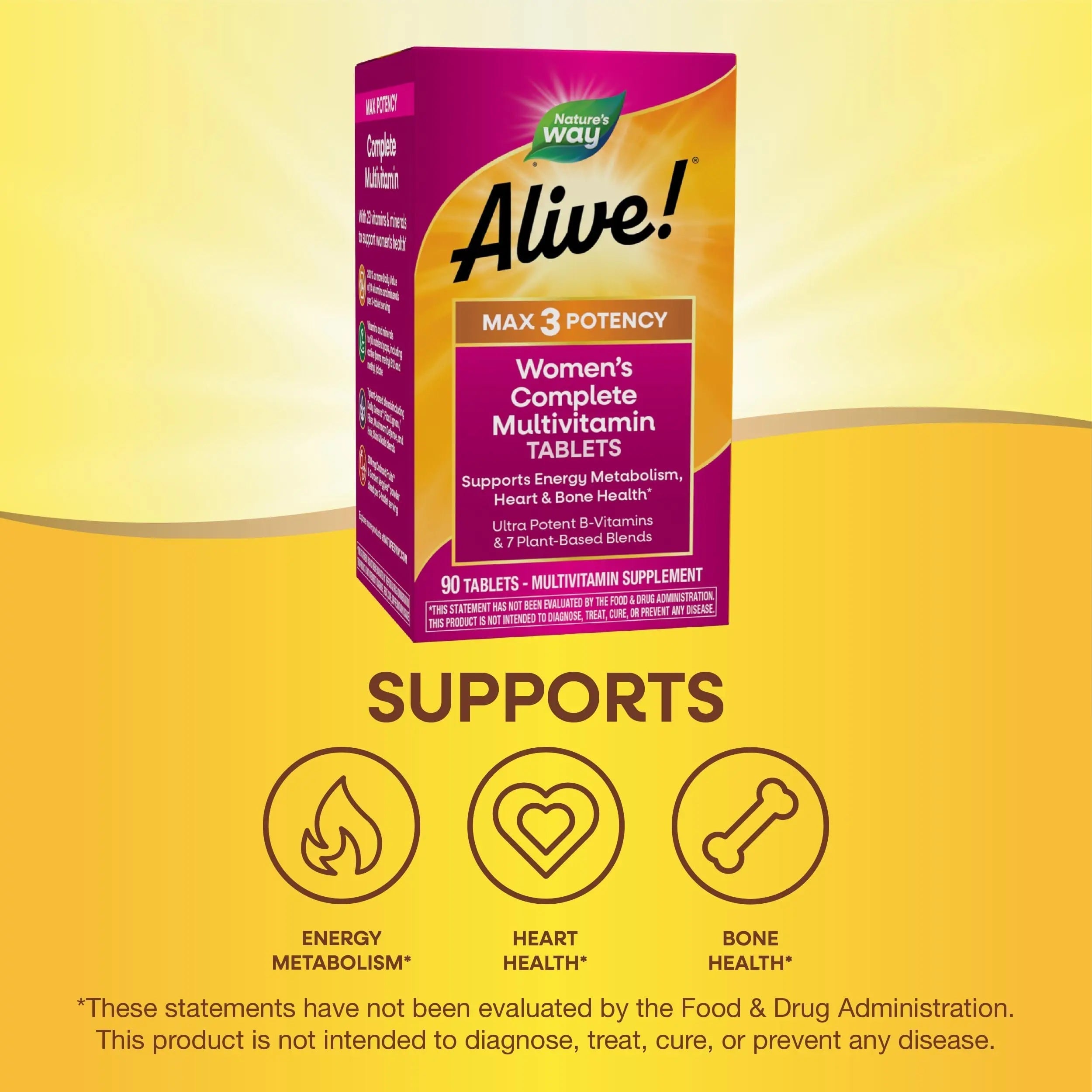 Nature's Way Alive! Max3 Daily Women's Multivitamin, Food-Based Blends (1,130mg per serving) and Antioxidants, 90 Tablets Nature's Way uk supplements