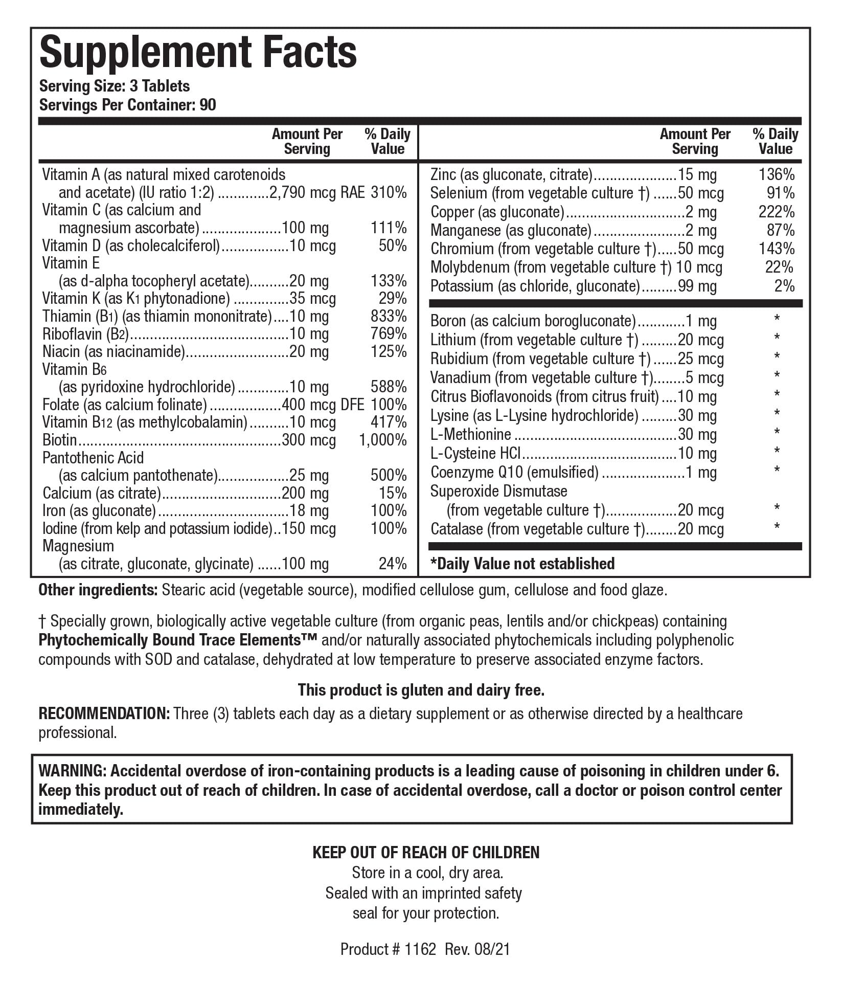 BIOTICS RESEARCH Bio-Multi Plus - Robust Foundational Multivitamin/Mineral Formula, Contains Plant-Based Trace Minerals 270 Tablets BIOTICS RESEARCH uk supplements