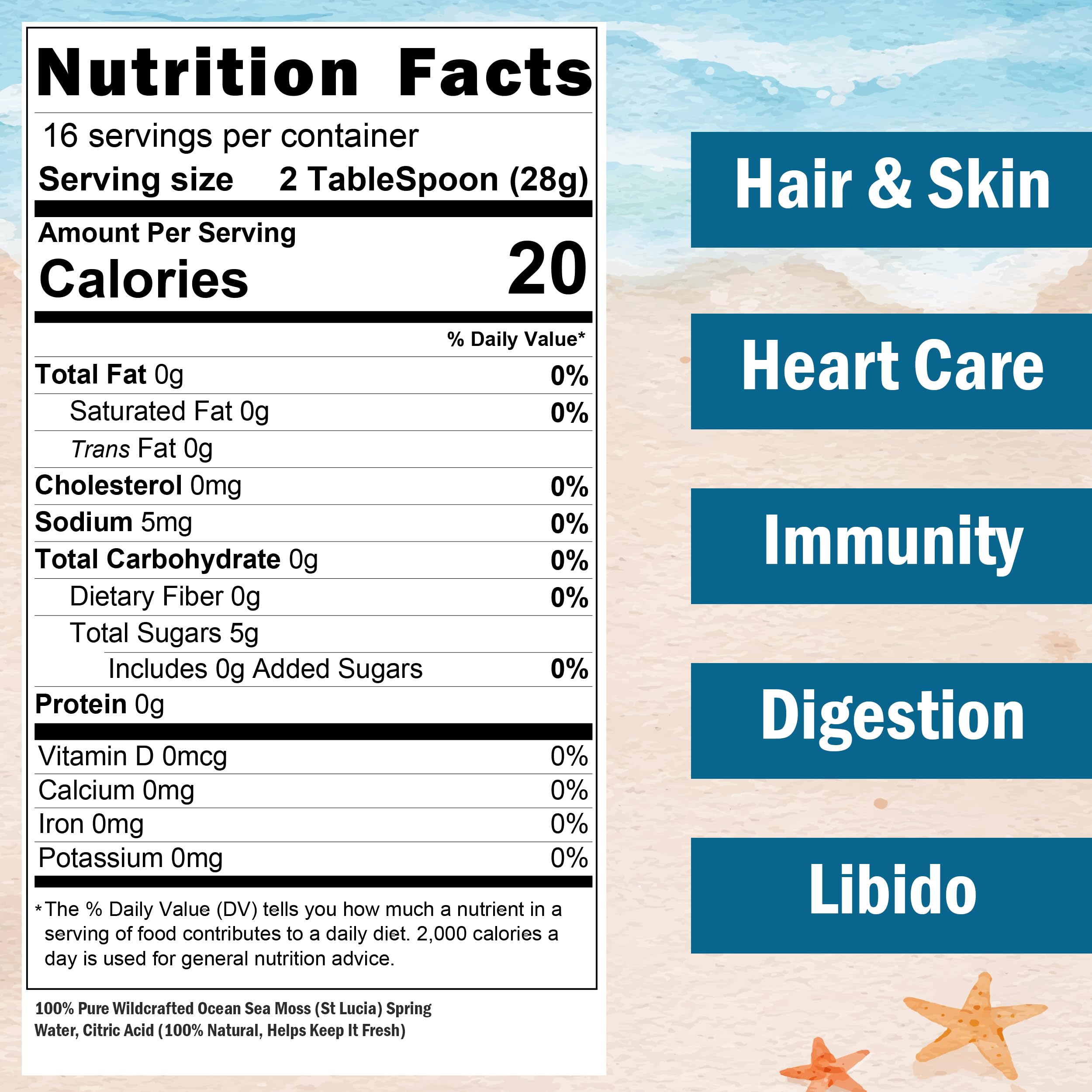 Healistix Irish Sea Moss Gel- St Lucia Wildcrafted Seamoss Gel, Packed with 92 Vitamins HX HEALISTIX uk supplements