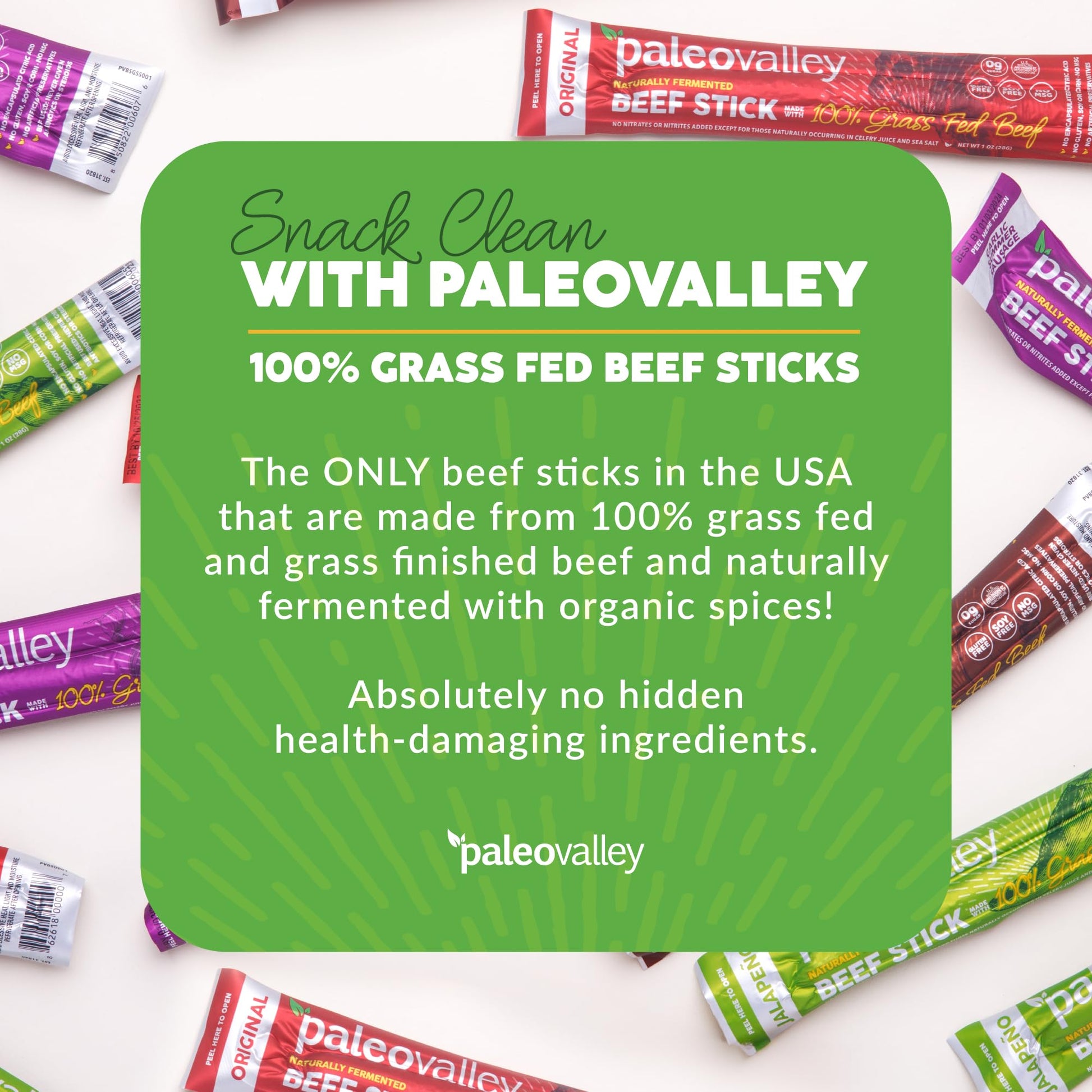 Paleovalley 100% Grass Fed Beef Sticks - Delicious Gluten Free Beef Snack - High Protein Keto Friendly, 40 Count Variety Pack Paleovalley uk supplements