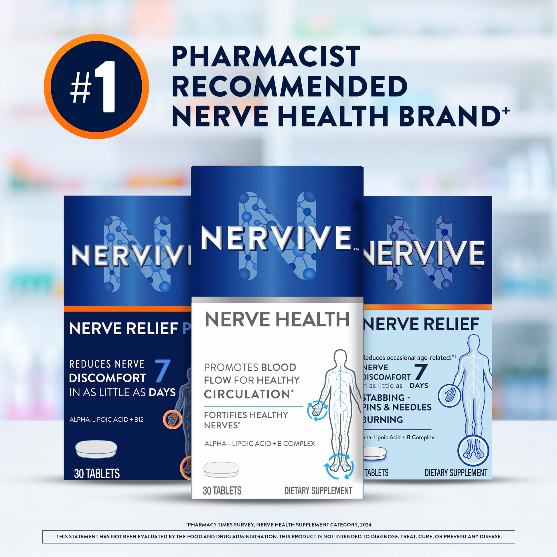 Nervive Nerve Health, Alpha Lipoic Acid, Fortify Nerve Health, Healthy Nerve Function, Healthy Blood Circulation, Supplement, Tablet, 60 Tablets Nervive uk supplements