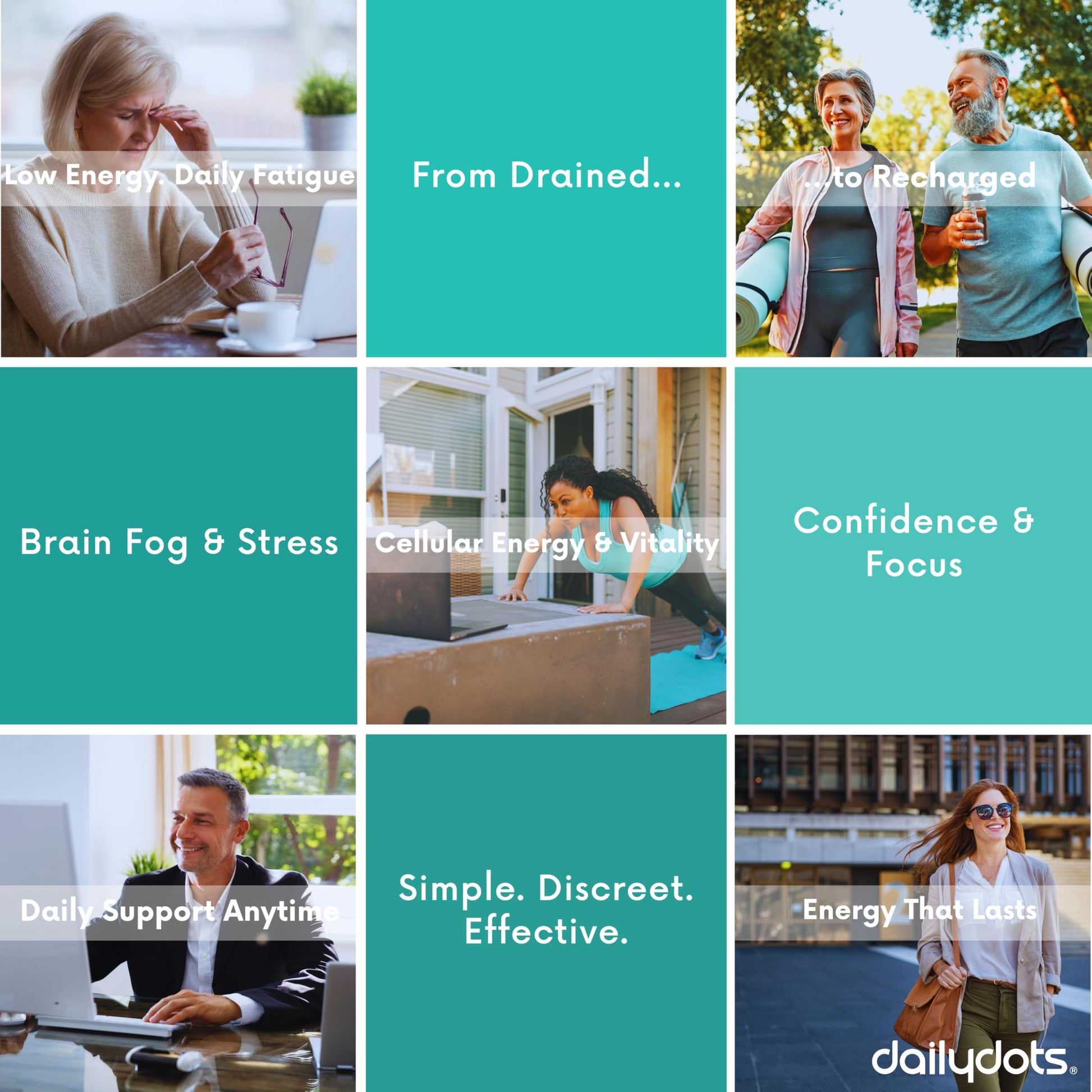 Daily Dots NAD+ Patches | Energy, Healthy Aging & Wellness Support | 12 Active Blends incl. Nicotinamide & CoQ10 | Time Release Patch | for Men & Women (60 Patches) Daily Dots uk supplements