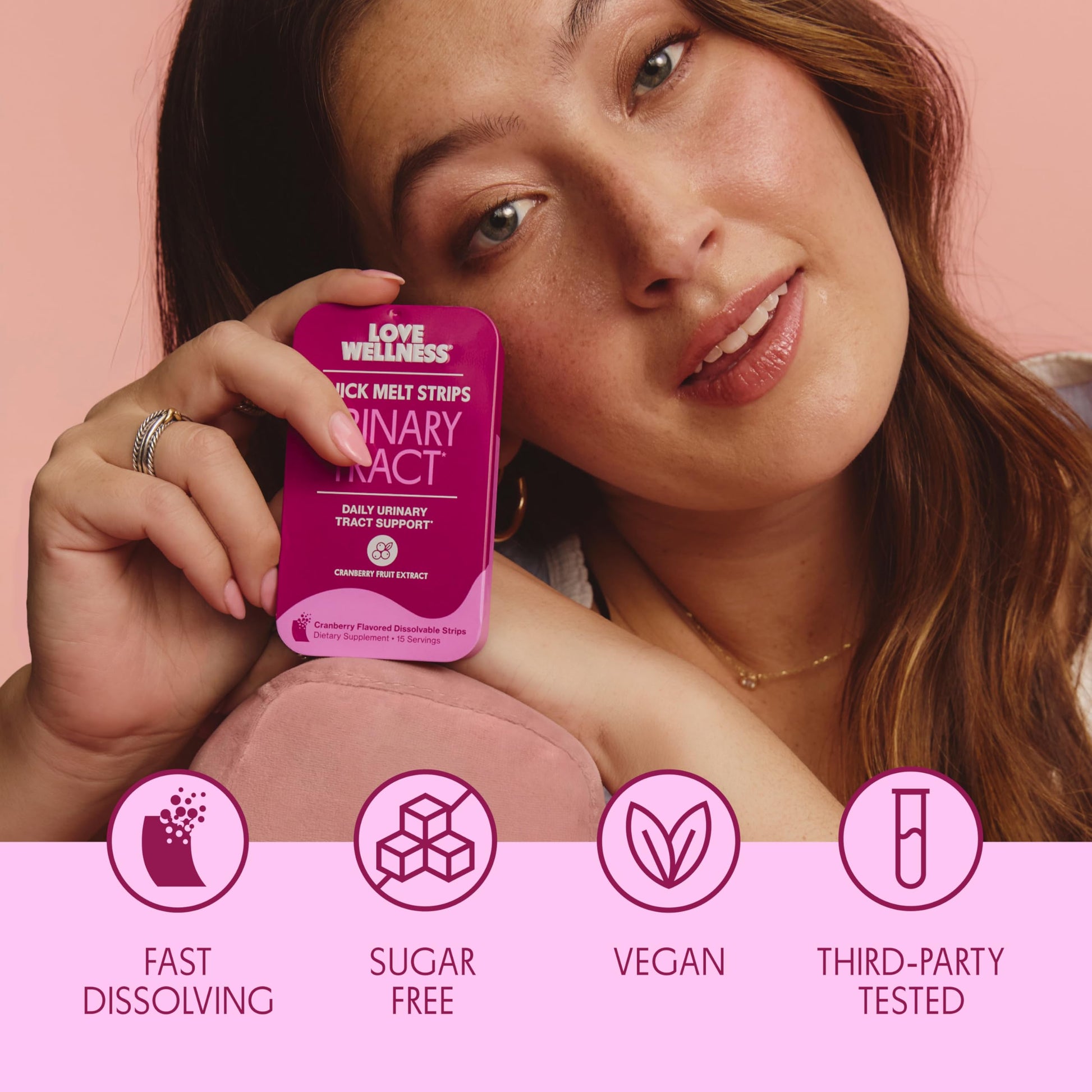 Love Wellness Urinary Tract* Quick Melt Strips - Fast-Dissolving UT Support with 36 mg PACs from Cranberry Fruit Extract - Promotes Urinary Health* - No Water Needed - Vegan and Sugar Free - 32 Strips Love Wellness uk supplements