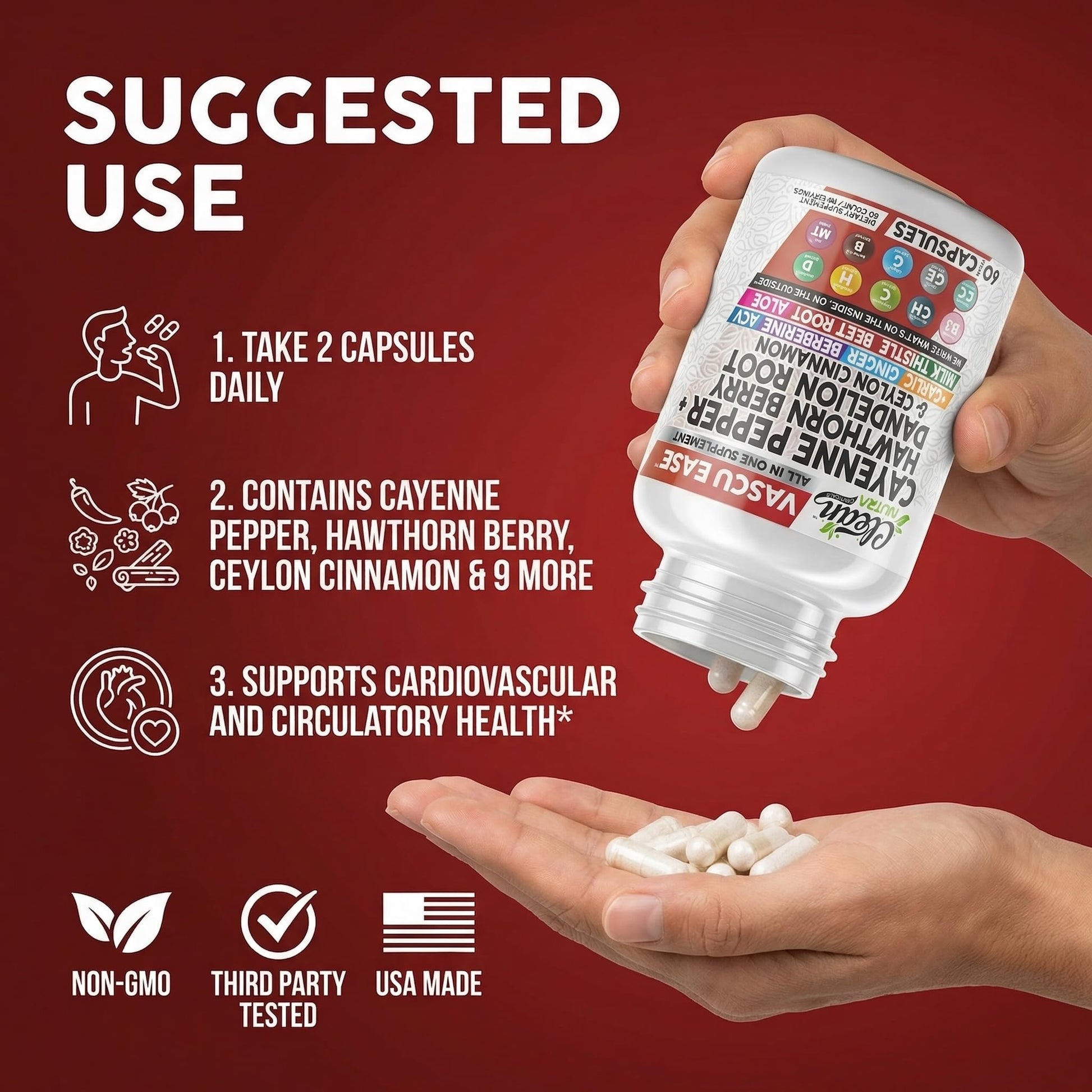 Clean Nutra Cayenne Pepper Capsules Supplement with Hawthorn Berry, Dandelion Root, Ceylon Cinnamon, Garlic, Ginger, Berberine, Apple Cider Vinegar, Milk Thistle, Beet Root, Aloe Vera Pills & More Clean Nutraceuticals uk supplements