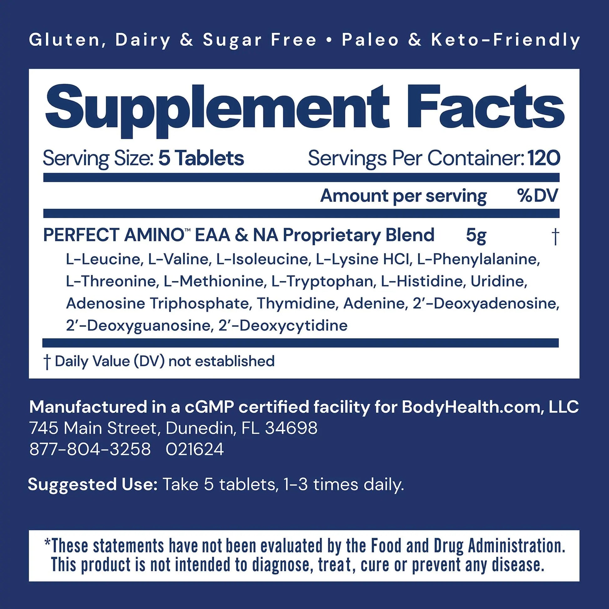 BodyHealth PerfectAmino, Essential Amino Acid with BCAAs + Lysine, Phenylalanine, Threonine, Methionine, Tryptophan, Supplement for Muscle Mass Production, BodyHealth uk supplements