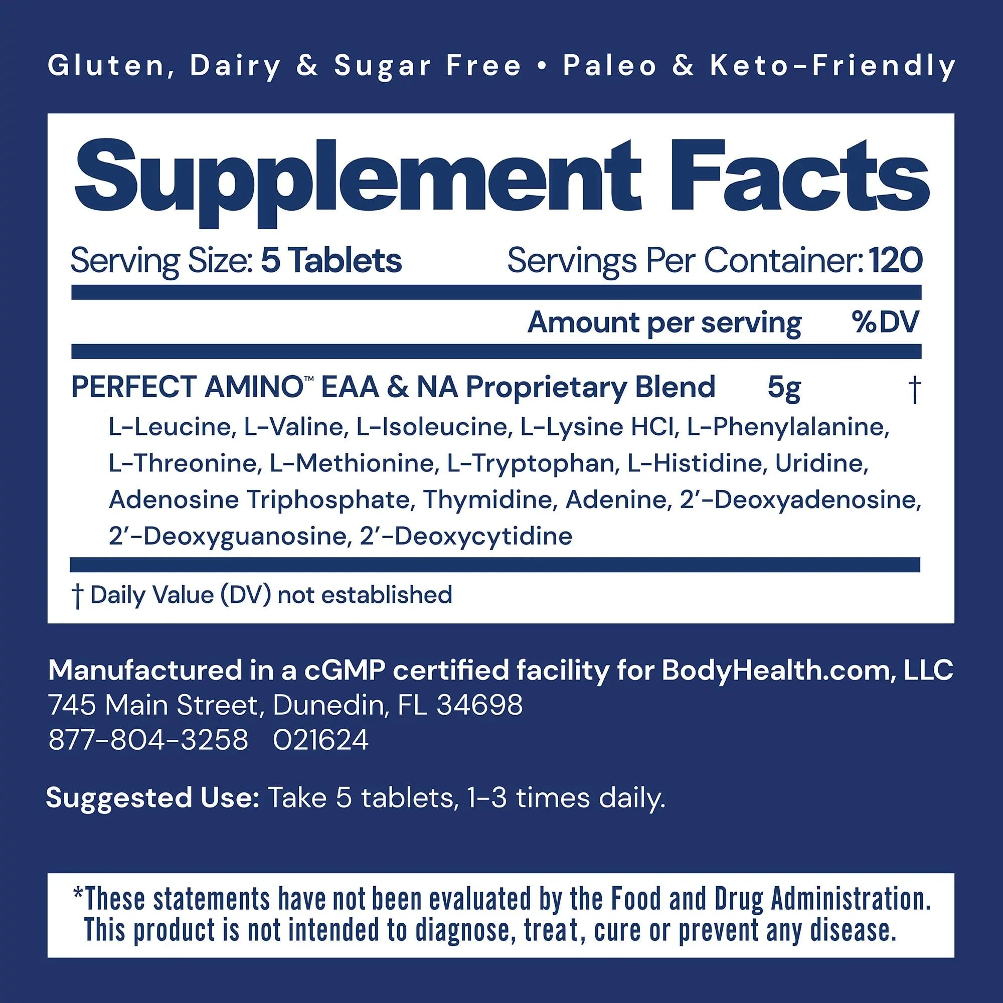 BodyHealth PerfectAmino, Essential Amino Acid with BCAAs + Lysine, Phenylalanine, Threonine, Methionine, Tryptophan, Supplement for Muscle Mass Production, BodyHealth uk supplements