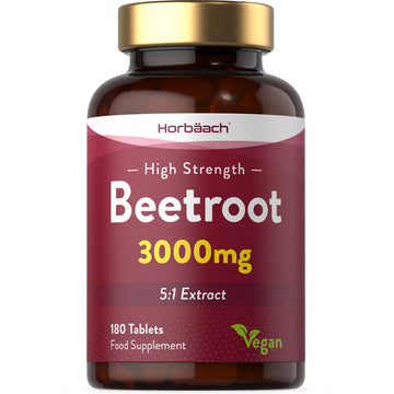 Beetroot Tablets 3000mg | 180 Count | High Strength 5:1 Extract Supplement | Nitric Oxide Horbäach uk supplements