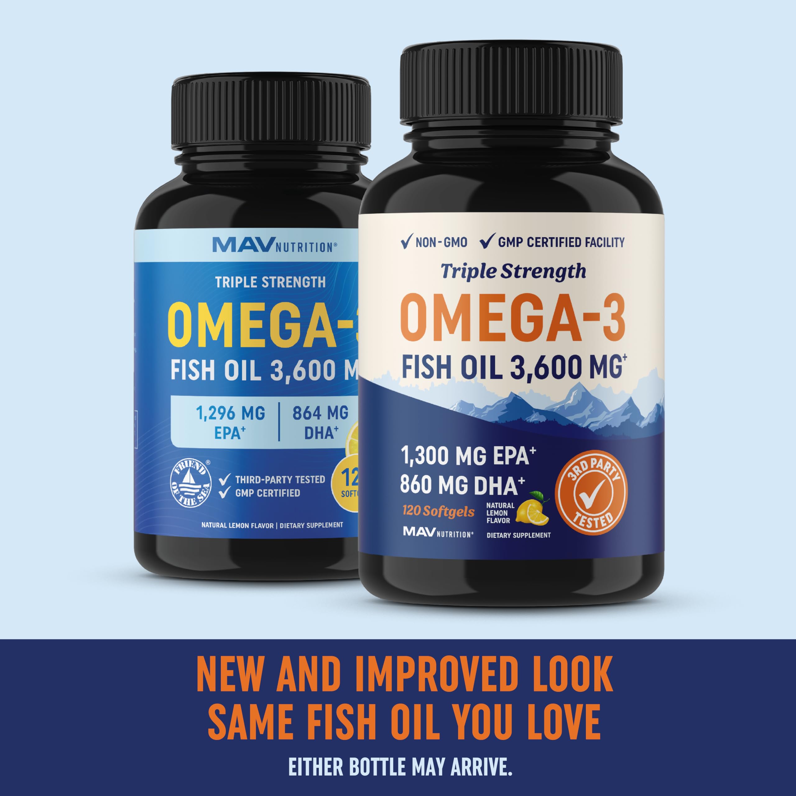 Triple Strength Omega 3 Fish Oil | 3600 mg EPA & DHA | Over 2100mg of Omega 3 Fatty MAV NUTRITION uk supplements