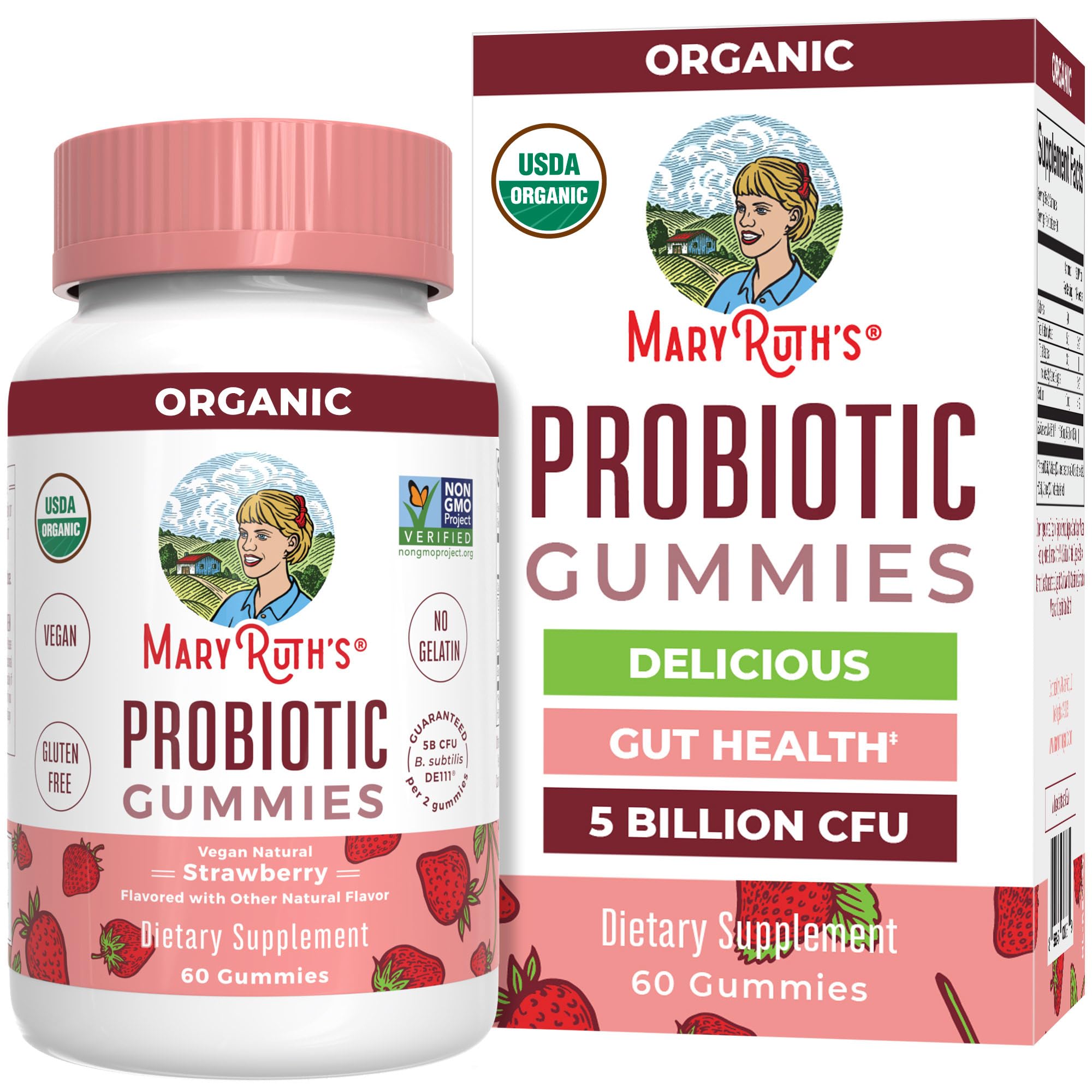 MaryRuth Organics USDA Organic Probiotic Gummies |Probiotics forWomen & Men Digestive Health & Gut Comfort Supplement 5 Billion CFU | Immune & Digestive Support | Vegan | Non-GMO | 60 Count MARYRUTH'S uk supplements