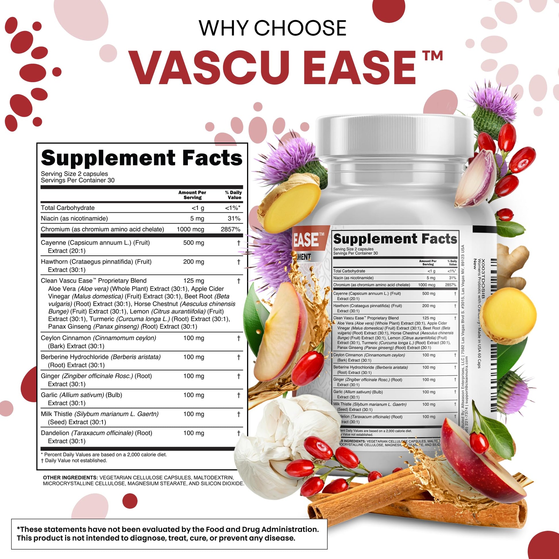 Clean Nutra Cayenne Pepper Capsules Supplement with Hawthorn Berry, Dandelion Root, Ceylon Cinnamon, Garlic, Ginger, Berberine, Apple Cider Vinegar, Milk Thistle, Beet Root, Aloe Vera Pills & More Clean Nutraceuticals uk supplements