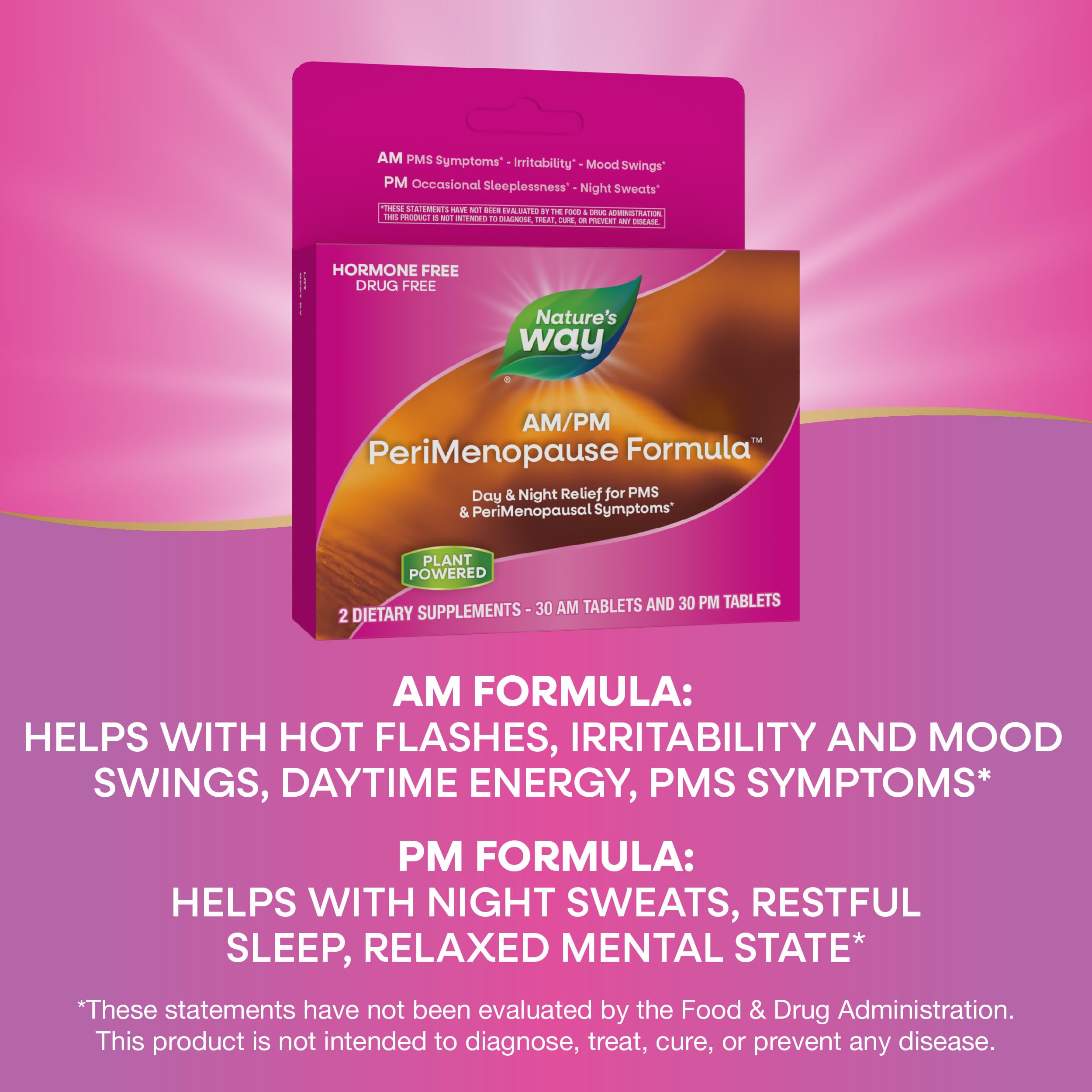 Nature's Way AM/PM PeriMenopause Formula, Perimenopause and PMS Symptom Support*, Hormone-Free, Hot Flashes*, PMS Symptoms*, Restful Sleep*, 30 AM & 30 PM Tablets Nature's Way uk supplements