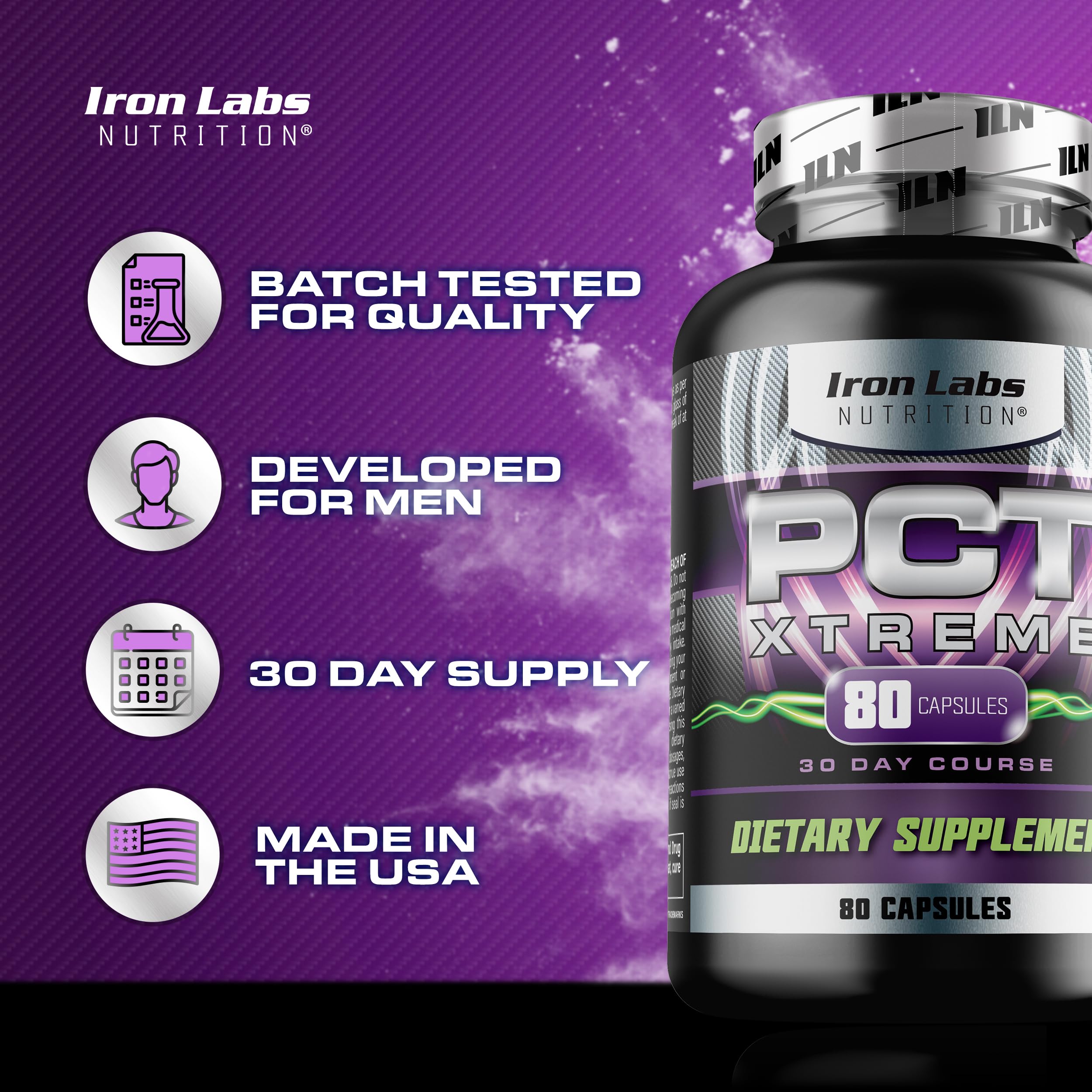 Iron Labs Nutrition PCT Xtreme - PCT Supplement for Men - 30 Day Course - Post Cycle Support Booster (80 Capsules) Iron Labs Nutrition uk supplements