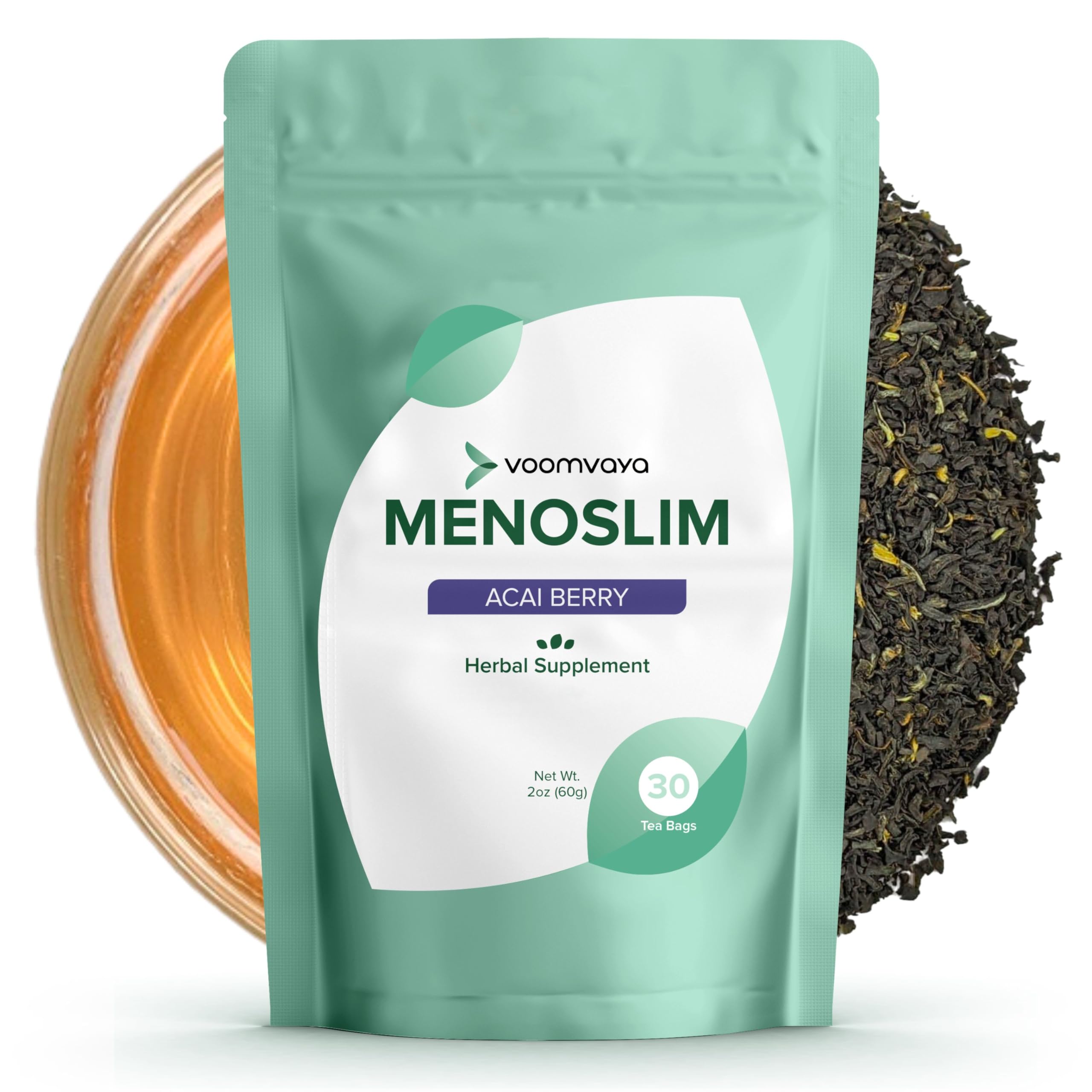 VoomVaya MenoSlim Tea – Menopause & Perimenopause Supplement for Women – Supports Healthy Metabolism & Overall Wellness – Acai Berry Flavor – 30 Tea Bags VoomVaya uk supplements