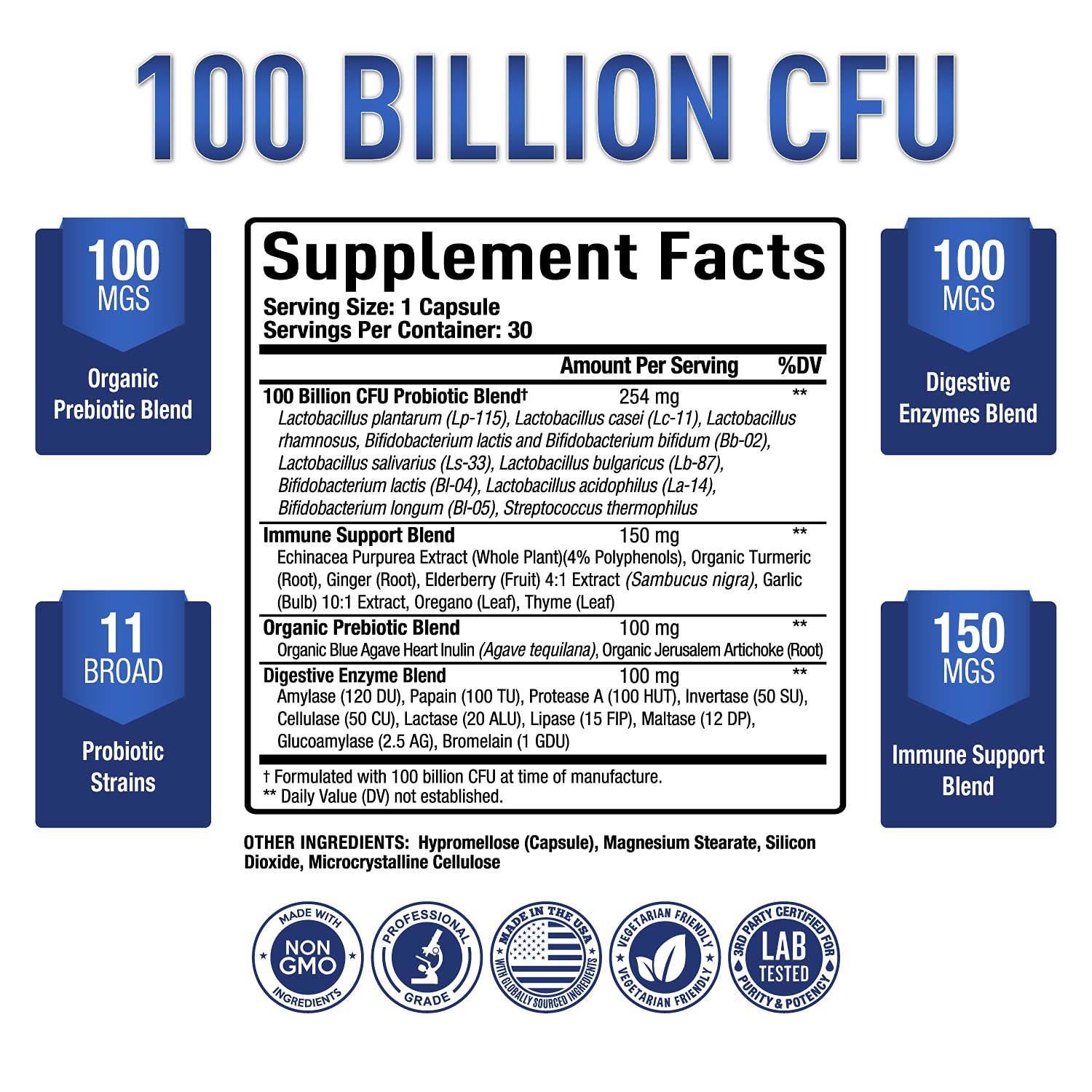 Purely Optimal Premium Probiotics 100 Billion CFU w/Digestive Enzymes Purely Optimal uk supplements