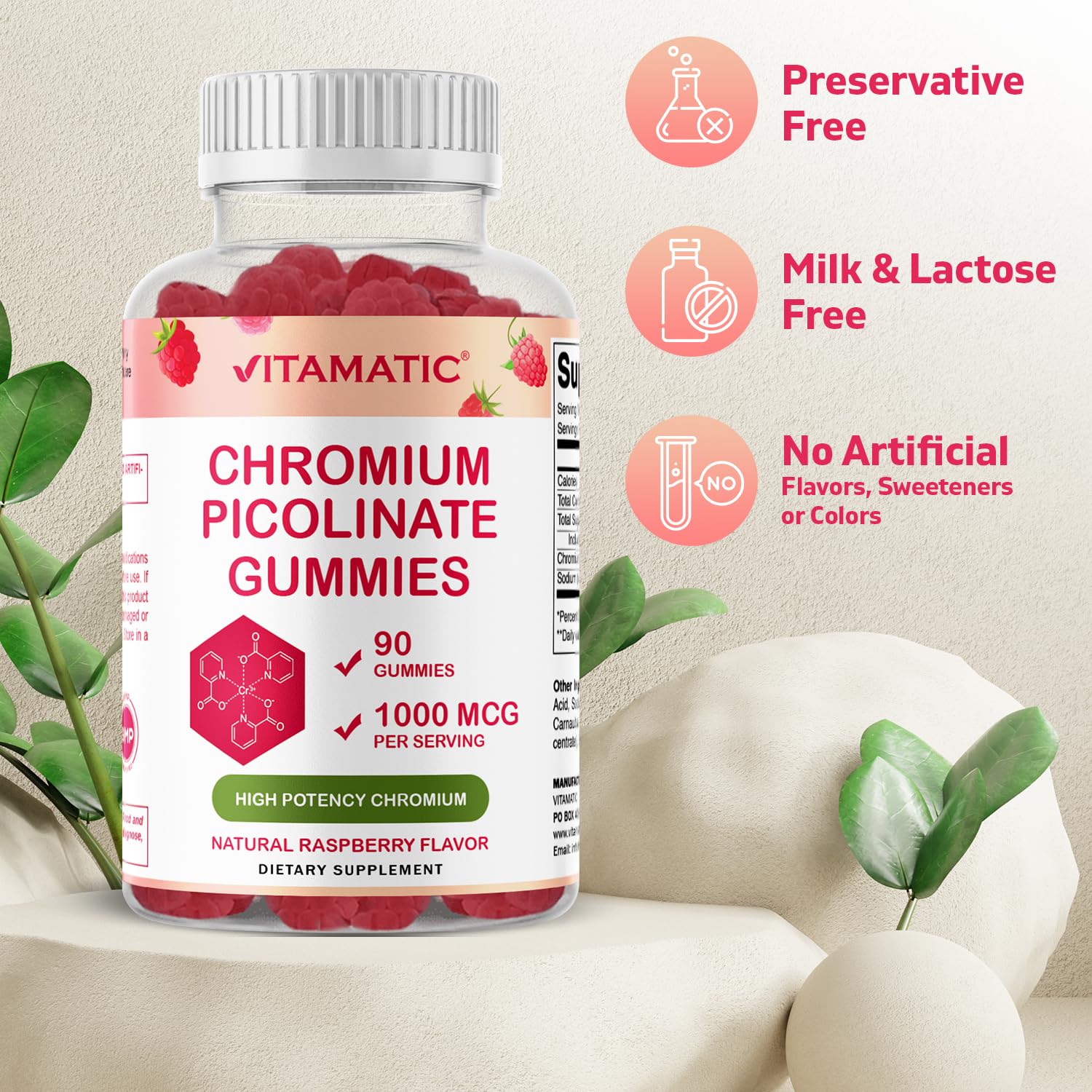 Vitamatic Chromium Picolinate 1000 mcg - 90 Gummies - High Potency Chromium Vitamatic uk supplements