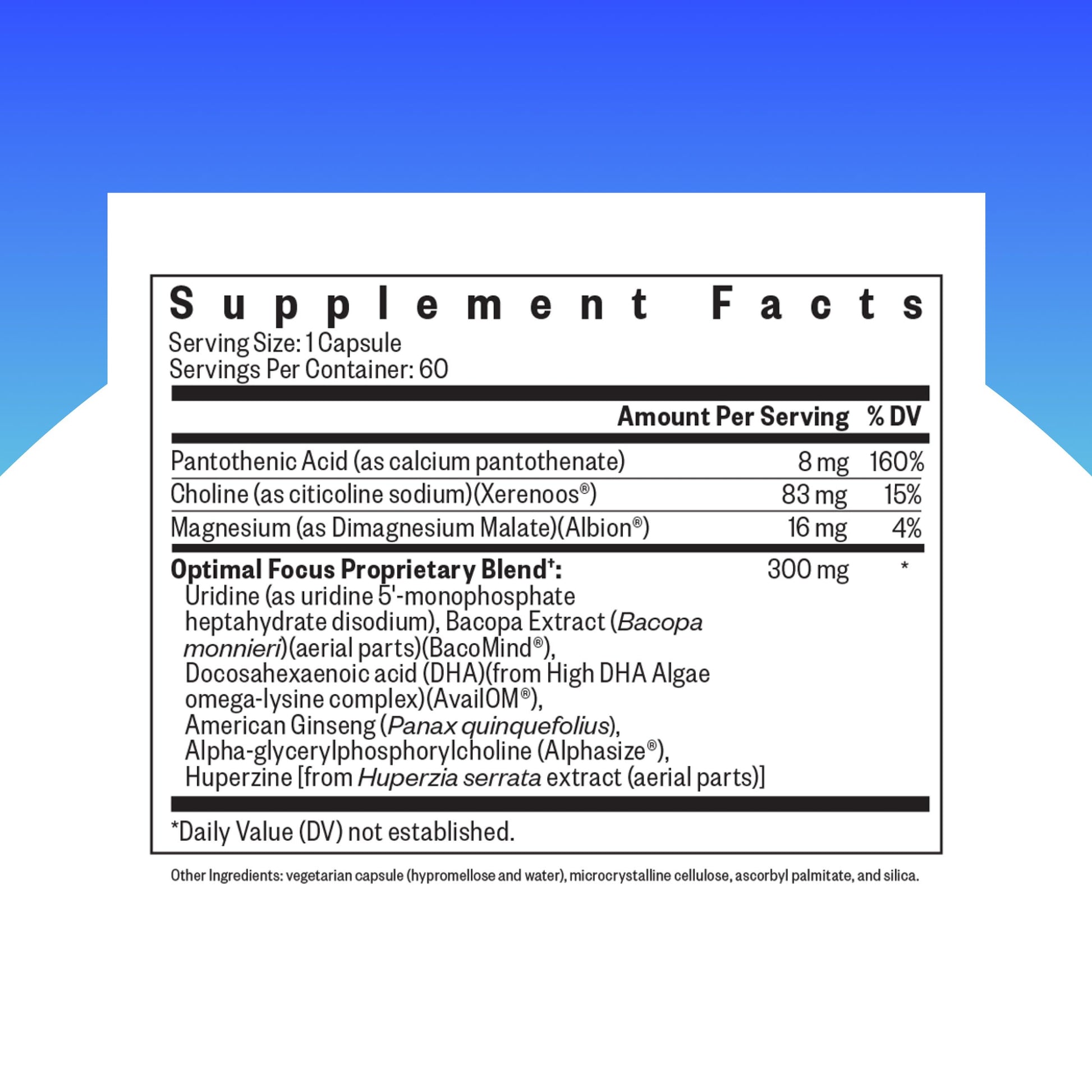 Seeking Health Optimal Focus, Stimulant-Free and Caffeine-Free Nootropic Support for Memory and Focus, with Choline, DHA from Algae, American Ginseng, Vegan and Vegetarian (60 Capsules) Seeking Health uk supplements