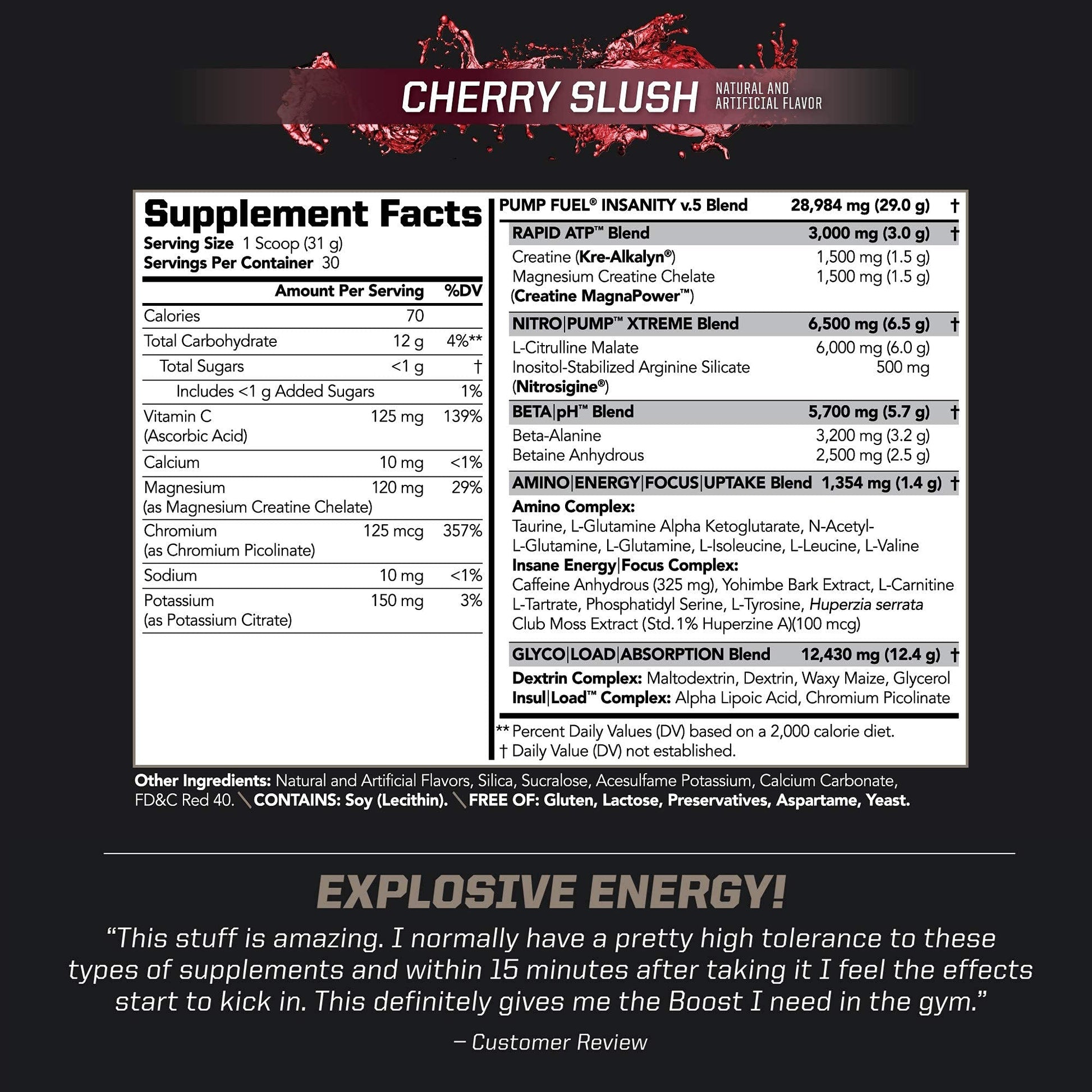 PMD Sports Ultra Pump Fuel Insanity - Pre Workout – Cherry Slush (30 Servings) PMD uk supplements