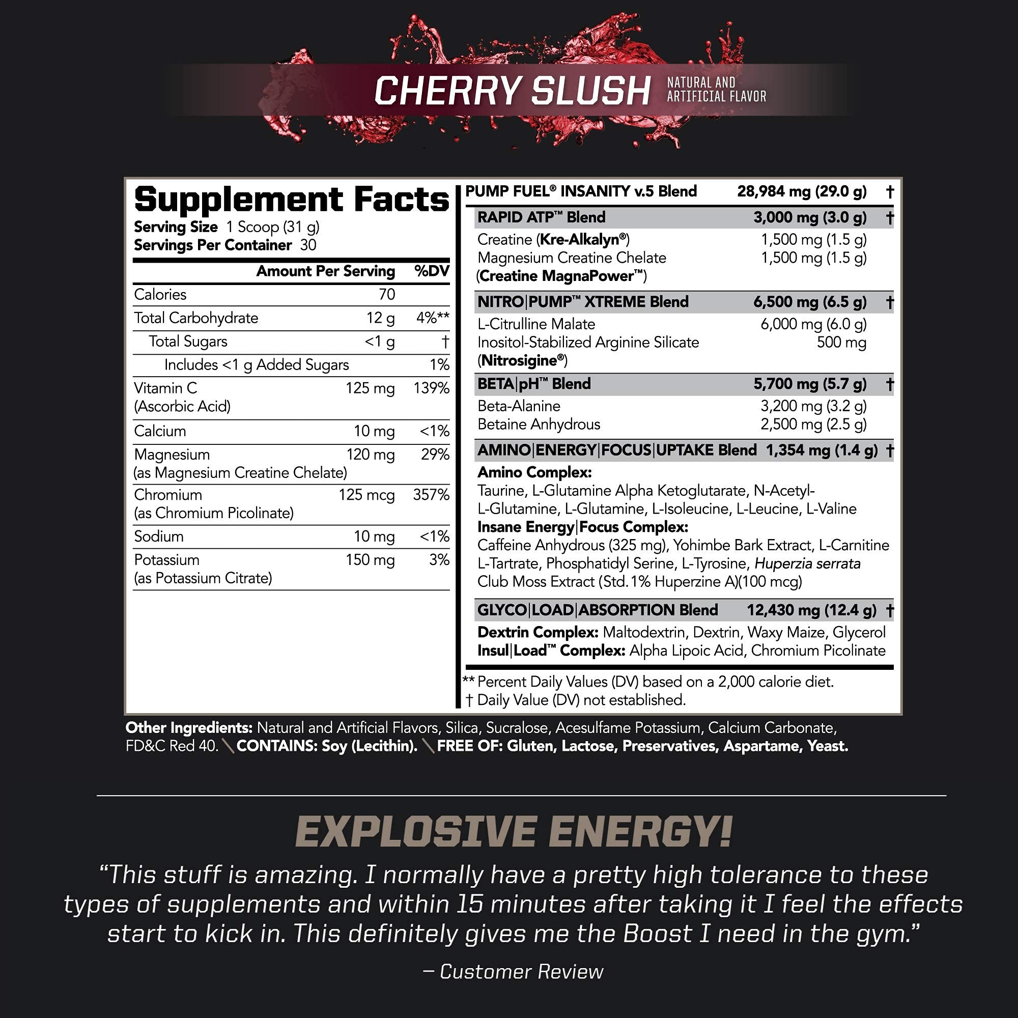 PMD Sports Ultra Pump Fuel Insanity - Pre Workout – Cherry Slush (30 Servings) PMD uk supplements