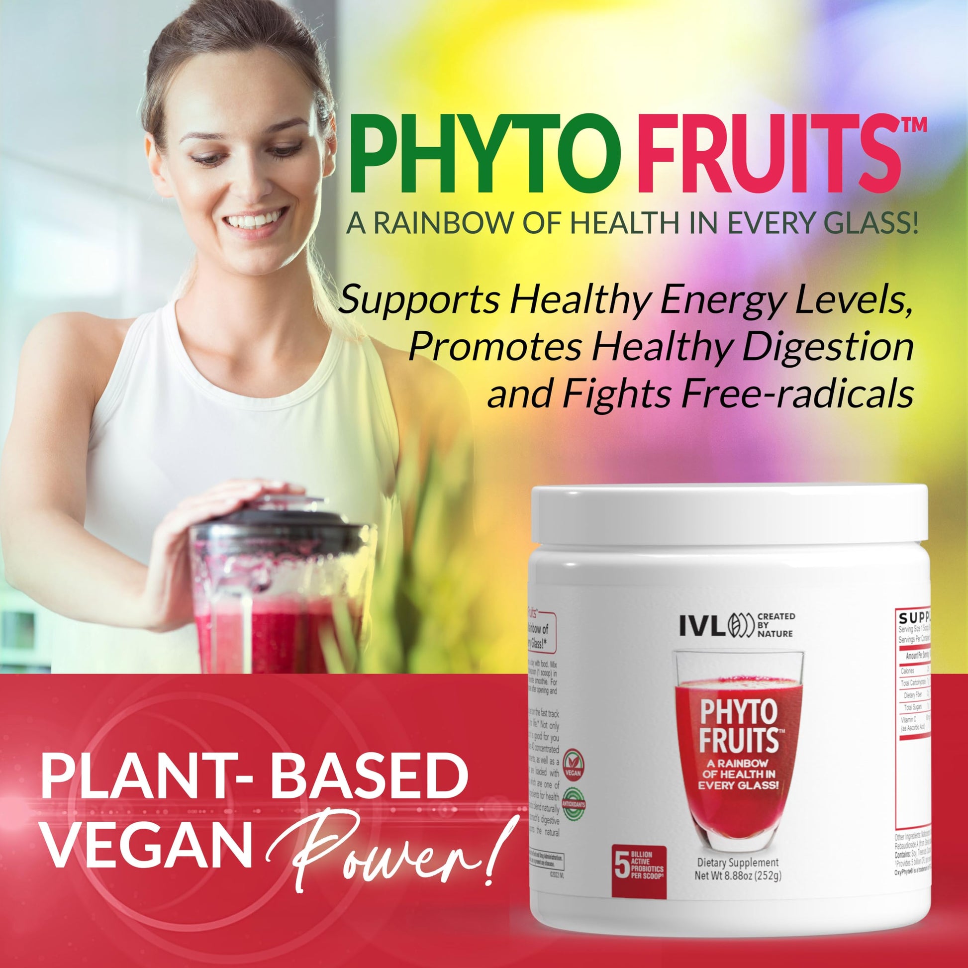 IVL - Phyto Fruits Superfood Powder - Support Energy - Digestive & Probiotic - Antioxidant - Vegan - 40 Fruits and Nutrients Plus 6 Probiotic Strains (30 Servings, 8.88 oz) IVL uk supplements