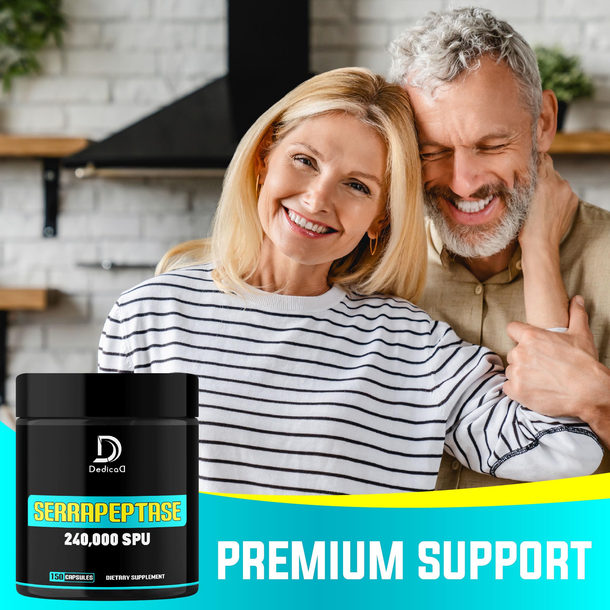 DEDICAD Serrapeptase Supplement 240,000 SPU - 150 Capsules for Smooth Breathing, Heart Health & Immune System Support - 75-Serving Supply DEDICAD uk supplements