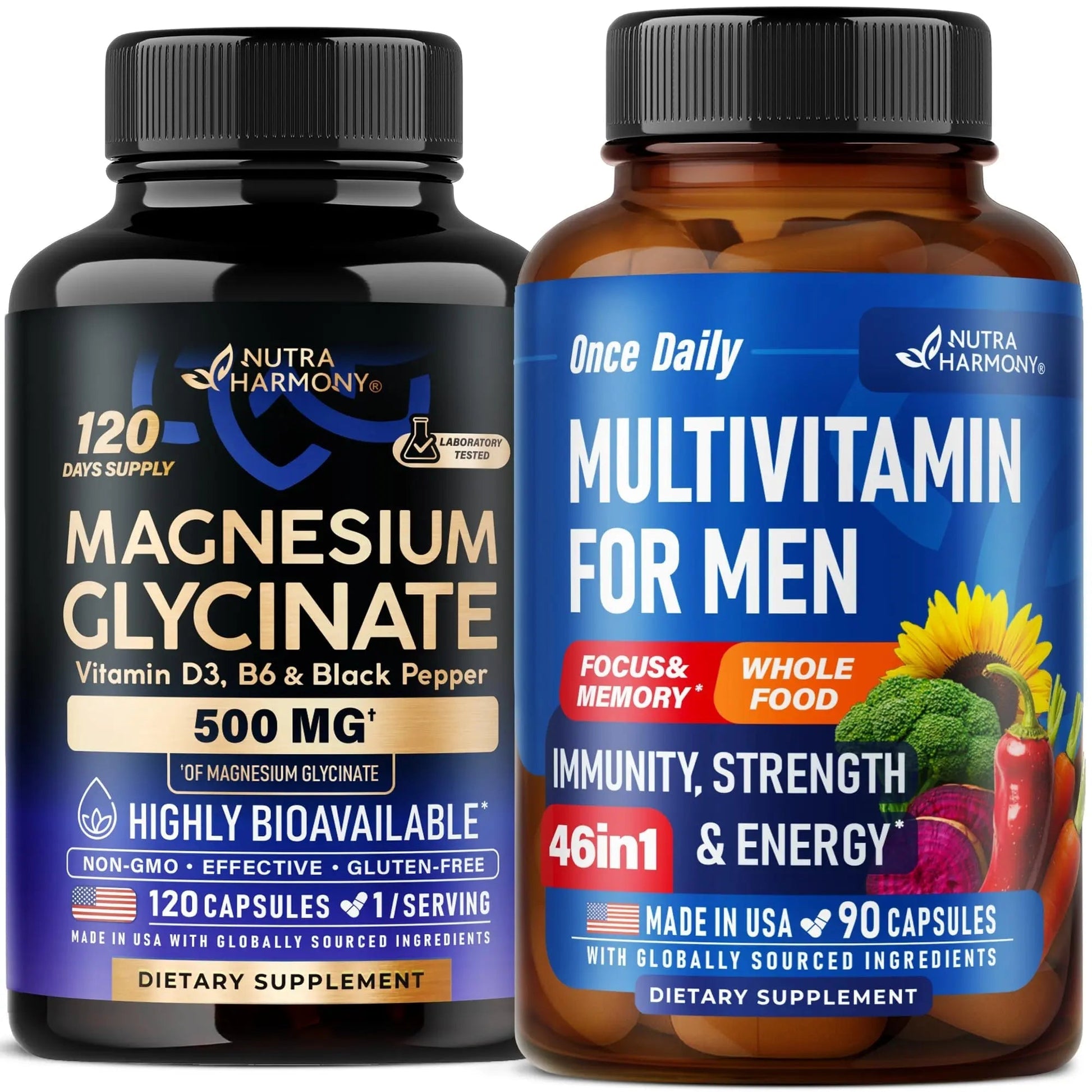 NUTRAHARMONY Multivitamins for Men & Magnesium Glycinate Capsules NUTRAHARMONY uk supplements