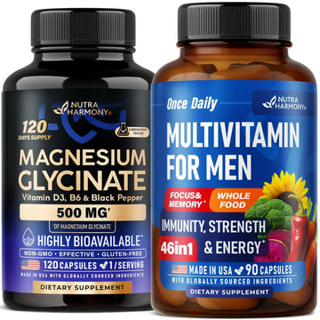 NUTRAHARMONY Multivitamins for Men & Magnesium Glycinate Capsules NUTRAHARMONY uk supplements