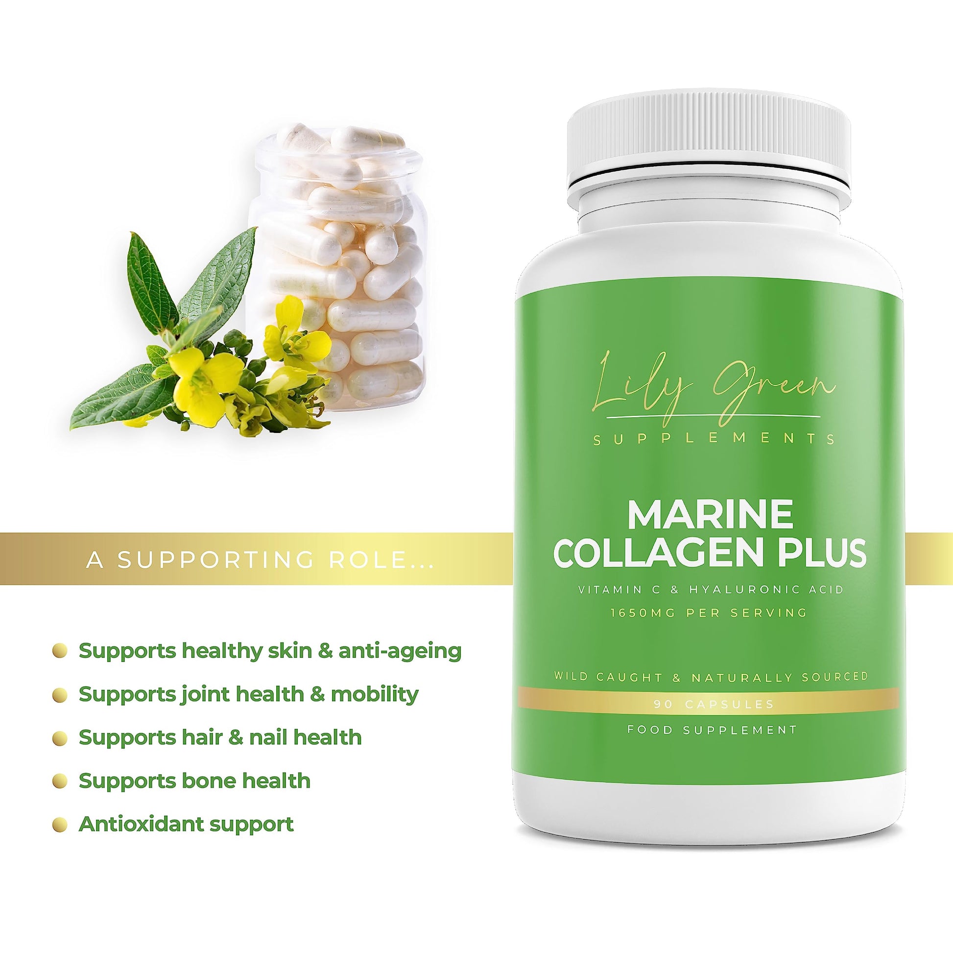 Lily Green | Marine Collagen with Hyaluronic Acid & Vitamin C - 1650mg per Serving Lily Green Supplements uk supplements