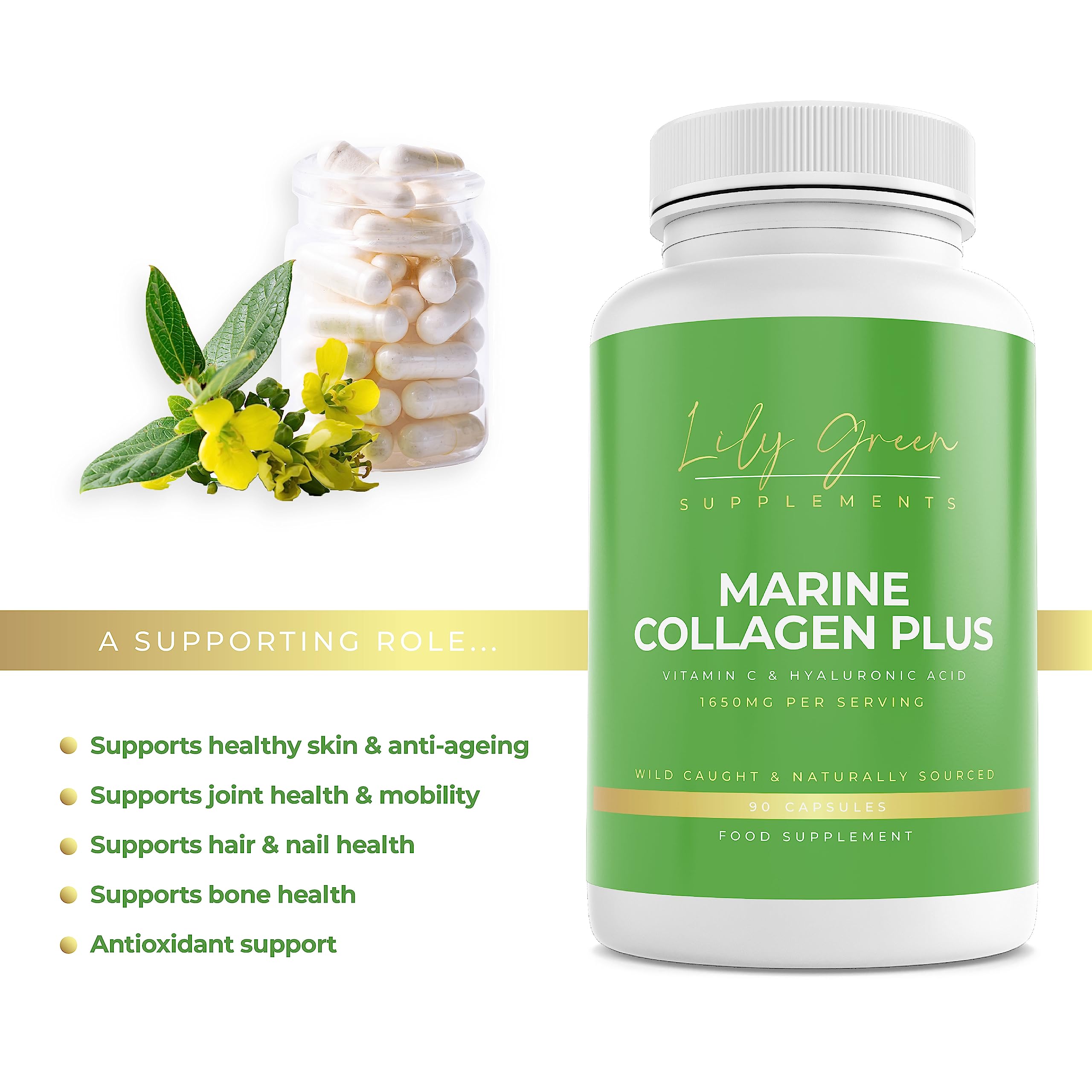 Lily Green | Marine Collagen with Hyaluronic Acid & Vitamin C - 1650mg per Serving Lily Green Supplements uk supplements