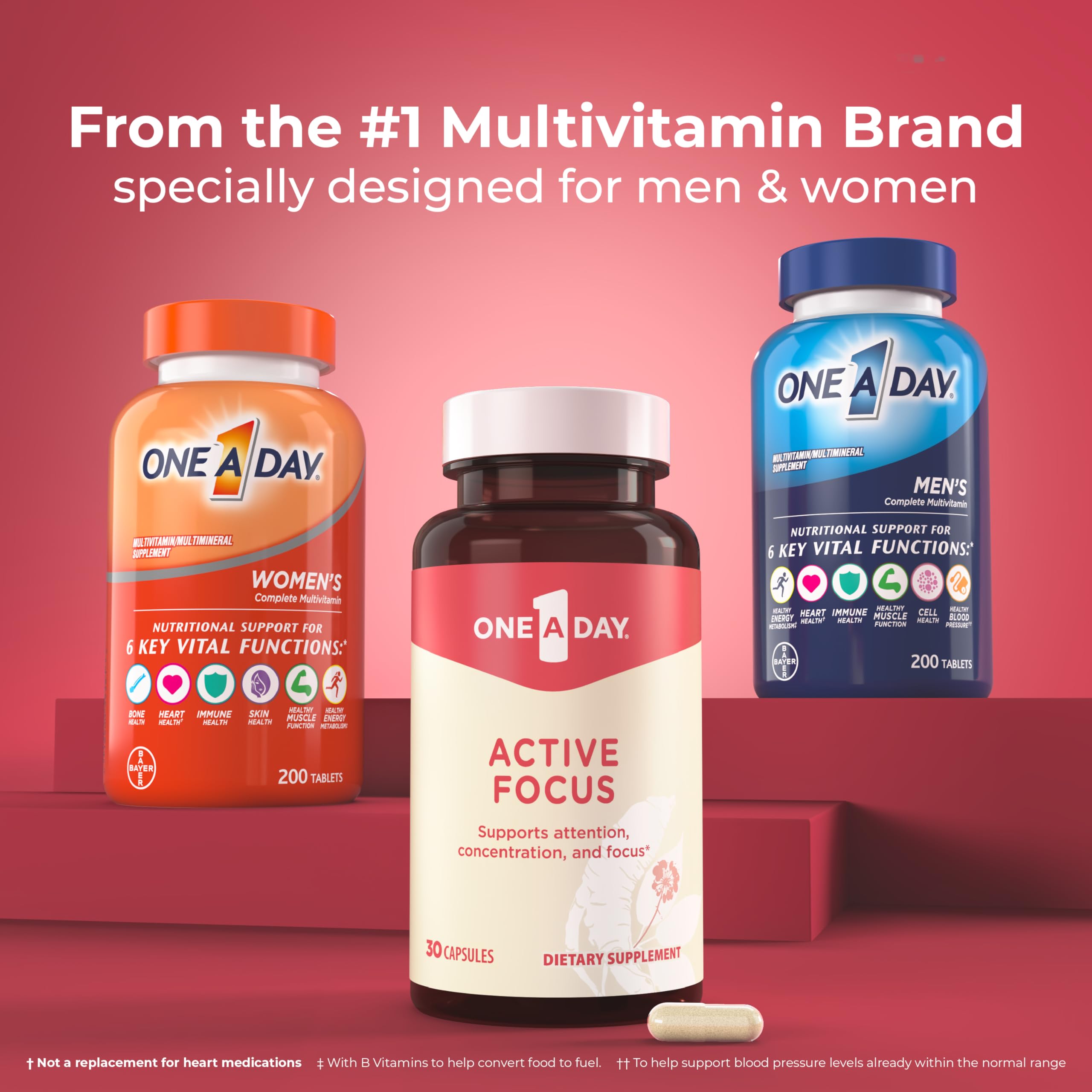 ONE A DAY Bundle Multivitamin for Women 200 Count Tablets Active Focus Supplement ONE A DAY uk supplements