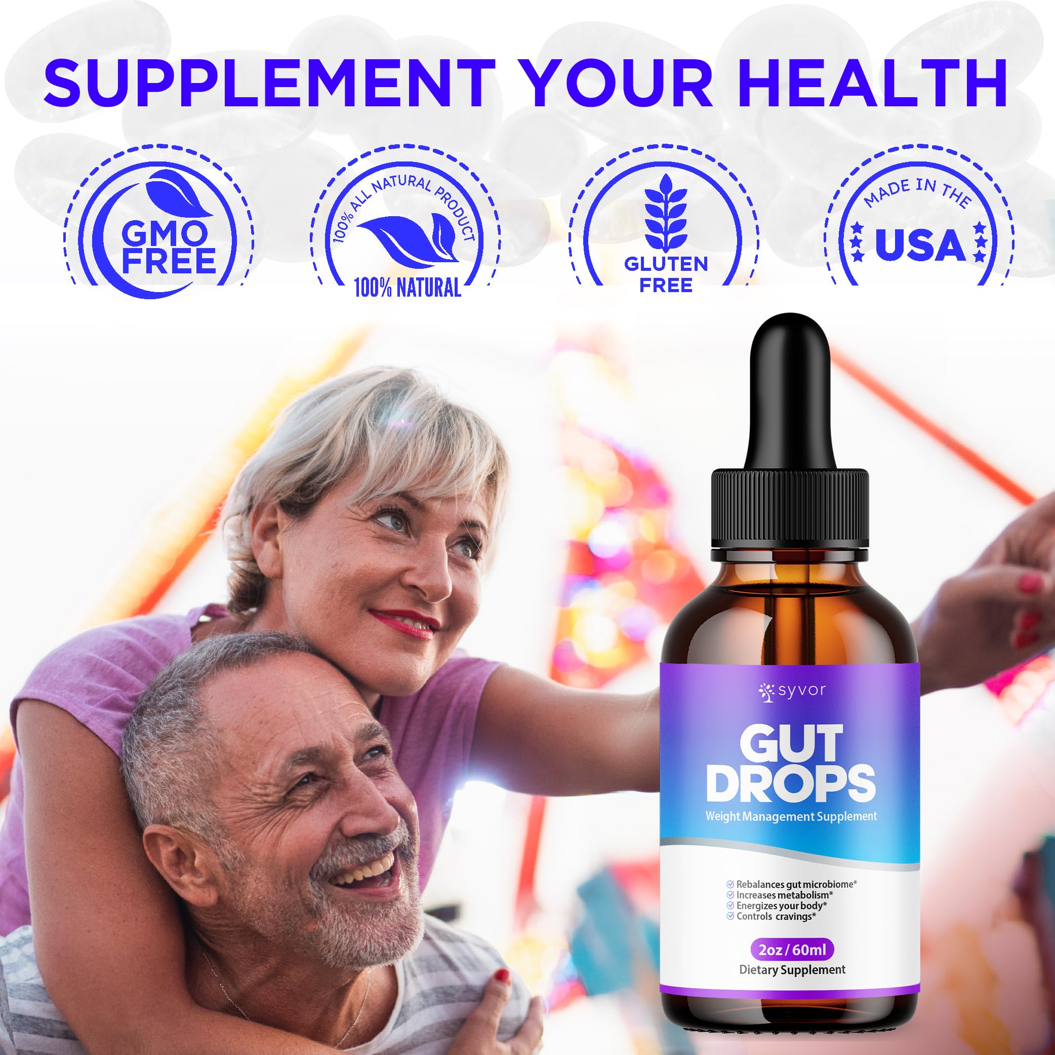 Gut Drops, Official Gut Drops Liquid Supplement Advanced All Natural Vitamin Formula, GutDrop Maximum Strength Biome Support for Health Energy and Wellness Support for Men and Women (30 Servings) Syvor uk supplements