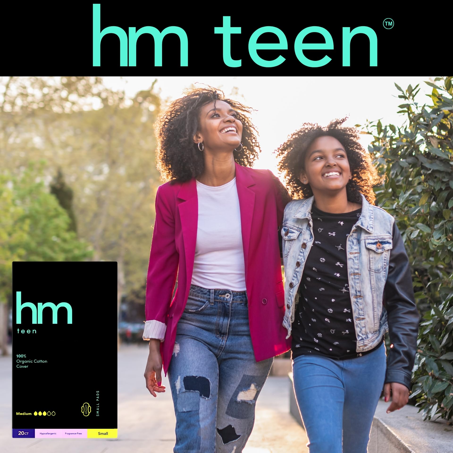 HM Teen | Pads for Teens | 100% Organic Cotton Pad Topsheet | Non Toxic Teen Pads with Wings HM Teen uk supplements