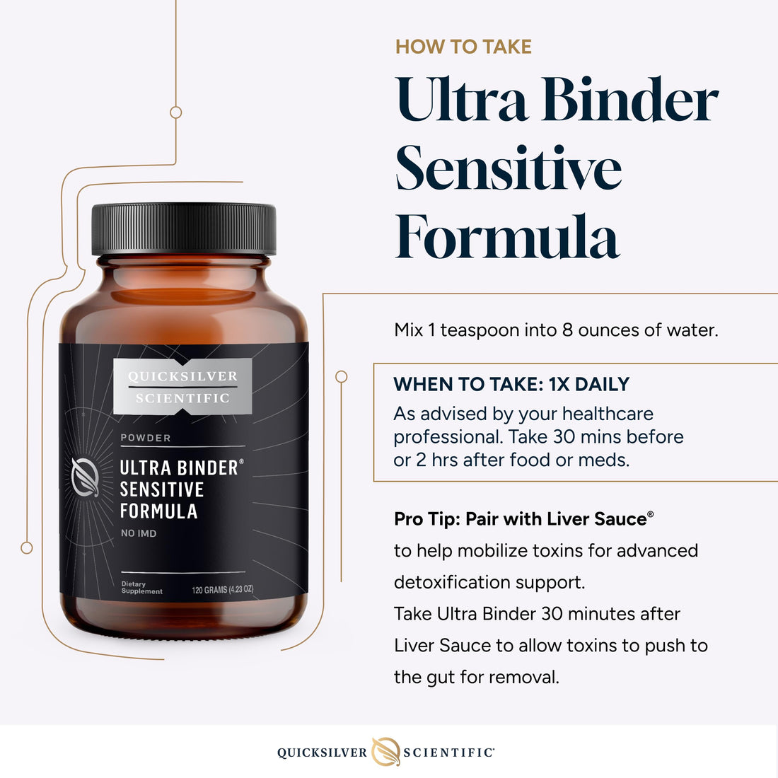 Quicksilver Scientific Ultra Binder Sensitive Formula - Gut Health Supplement with Activated Charcoal, Bentonite Clay - Cleansing Support Powder (120g) Quicksilver Scientific uk supplements