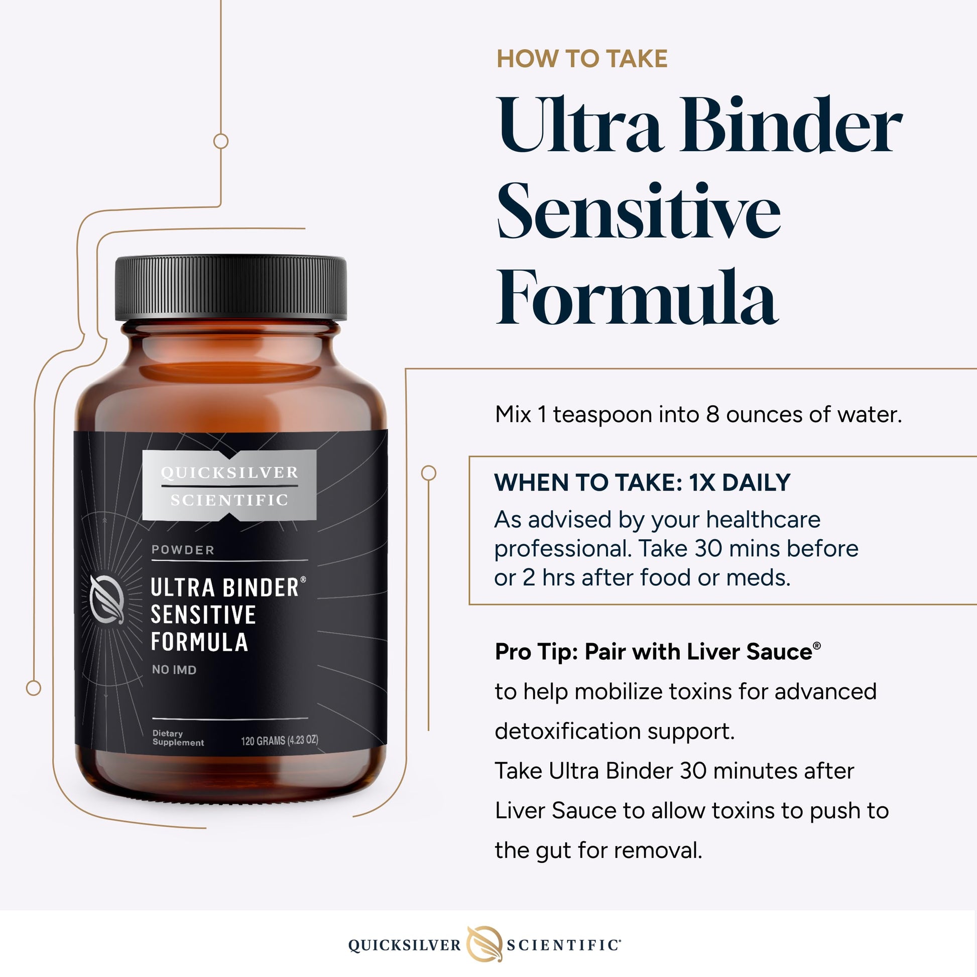 Quicksilver Scientific Ultra Binder Sensitive Formula - Gut Health Supplement with Activated Charcoal, Bentonite Clay - Cleansing Support Powder (120g) Quicksilver Scientific uk supplements