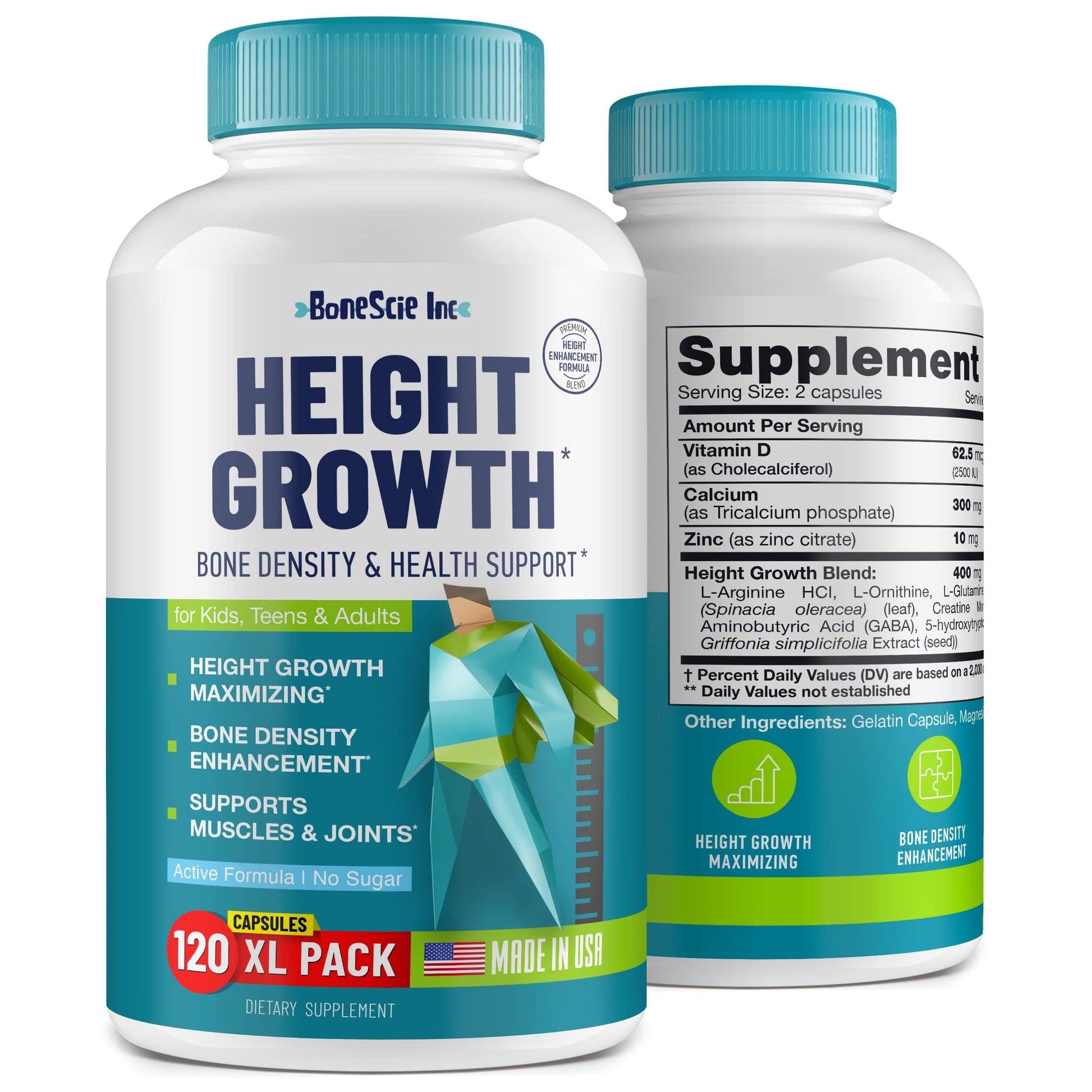 Height Growth Maximizer - Made in USA - Natural Height Increase Booster & Bone Growth Pills - Grow Taller Supplement for Adults, Teens & Kids - Vitamins for Boys & Girls to Get Taller - 120 capsules BONESCIE INC uk supplements