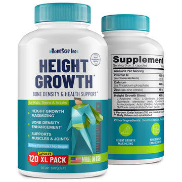 Height Growth Maximizer - Made in USA - Natural Height Increase Booster & Bone Growth Pills - Grow Taller Supplement for Adults, Teens & Kids - Vitamins for Boys & Girls to Get Taller - 120 capsules BONESCIE INC uk supplements
