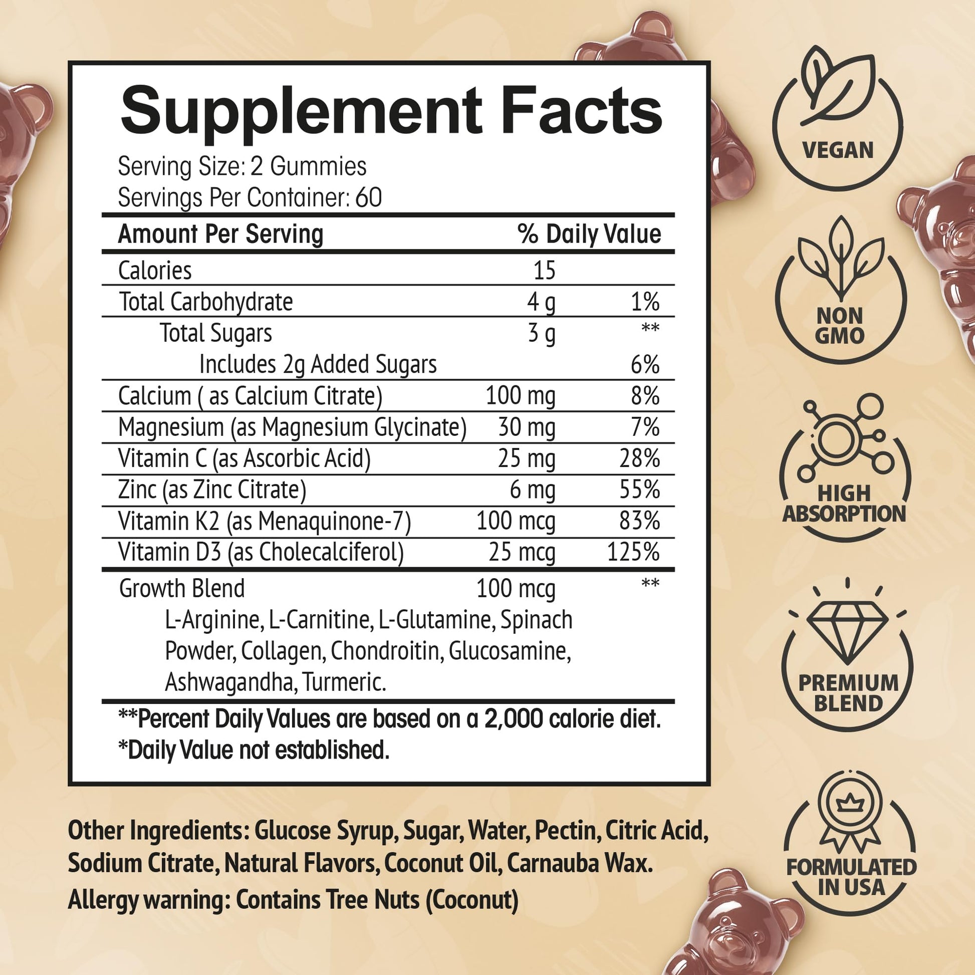 Height Growth Increase Vitamin Gummies, Calcium 100mg, Magnesium Glycinate 30mg, Zinc, Ashwagandha, Vitamin K2 D3 25mg Grow Tall Maximizer Supplement, Multivitamin for Kids, Teens Boy & Girl, Adults HighSpot uk supplements