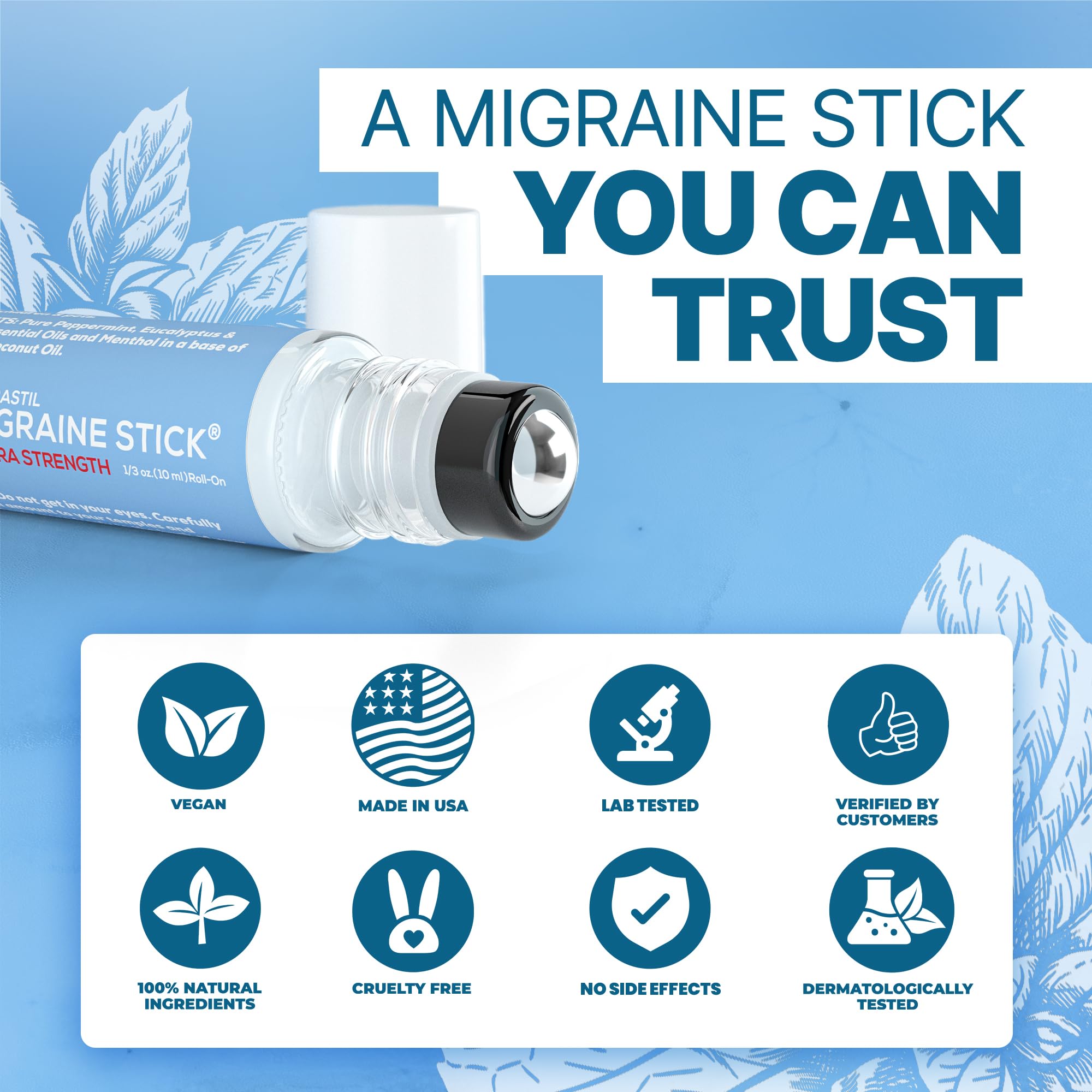 Basic Vigor Migrastil Extra Strength Migraine Stick Advanced Formula, Strong Aromatherapy Roll On Includes Menthol, Essential Oils, No Lavender, Made in The USA. Basic Vigor uk supplements