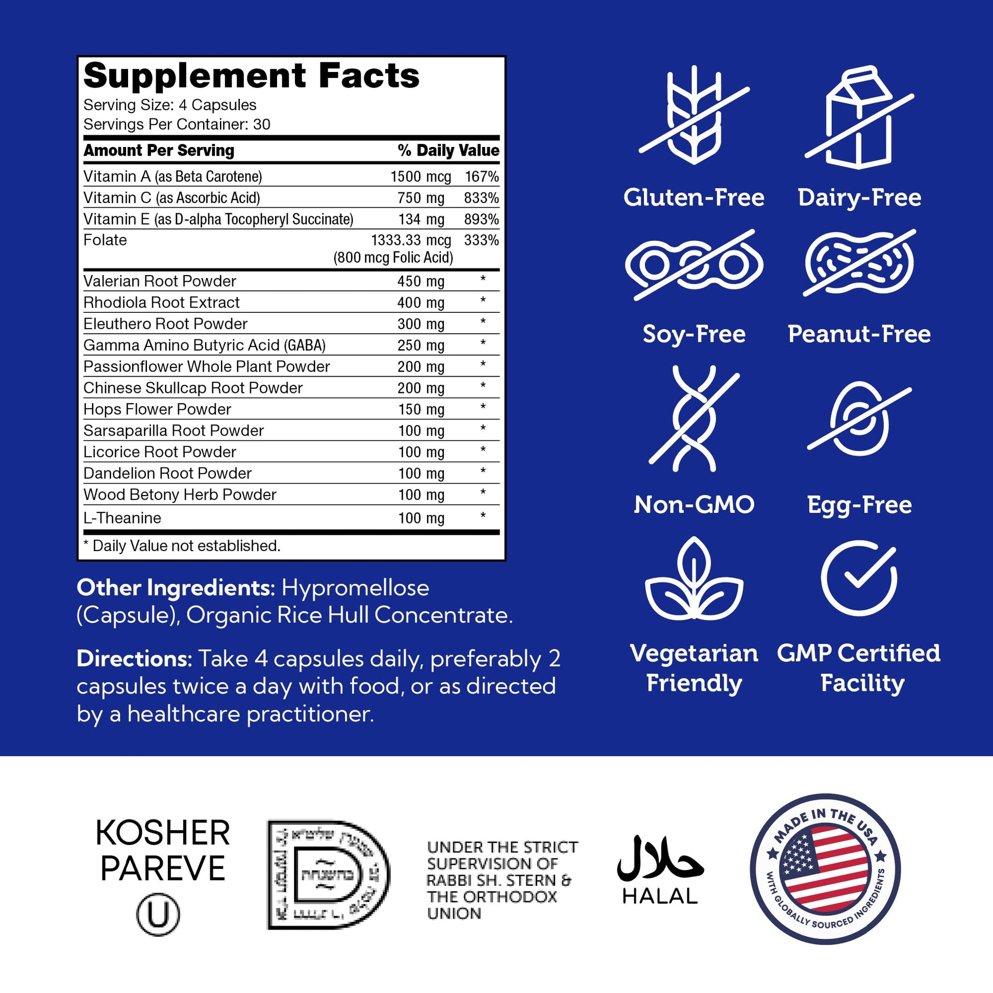 Zahler StressMaster, Relaxation Support Supplement, Promotes Natural Calm, Certified Kosher 120 Capsules Zahler uk supplements