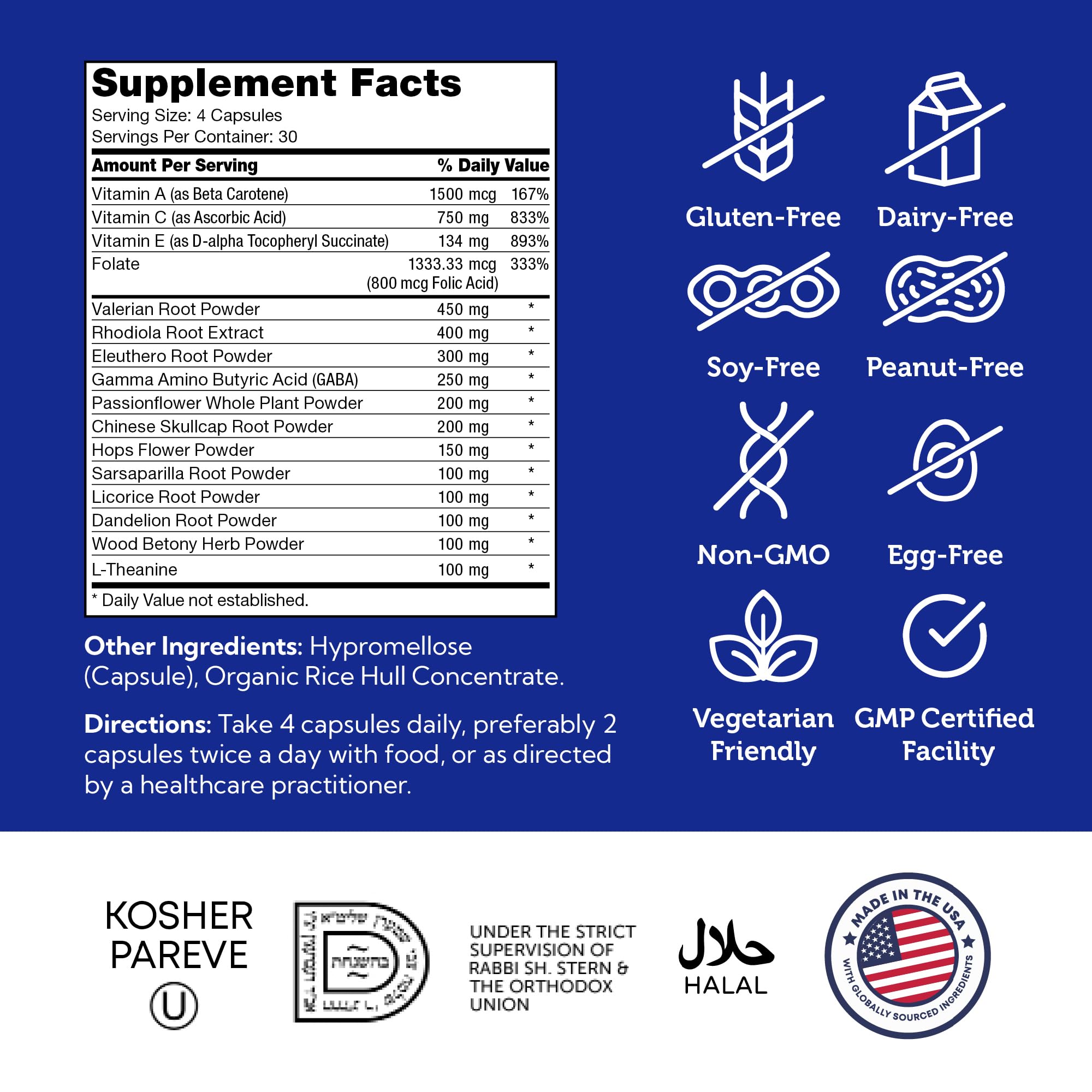 Zahler StressMaster, Relaxation Support Supplement, Promotes Natural Calm, Certified Kosher 120 Capsules Zahler uk supplements