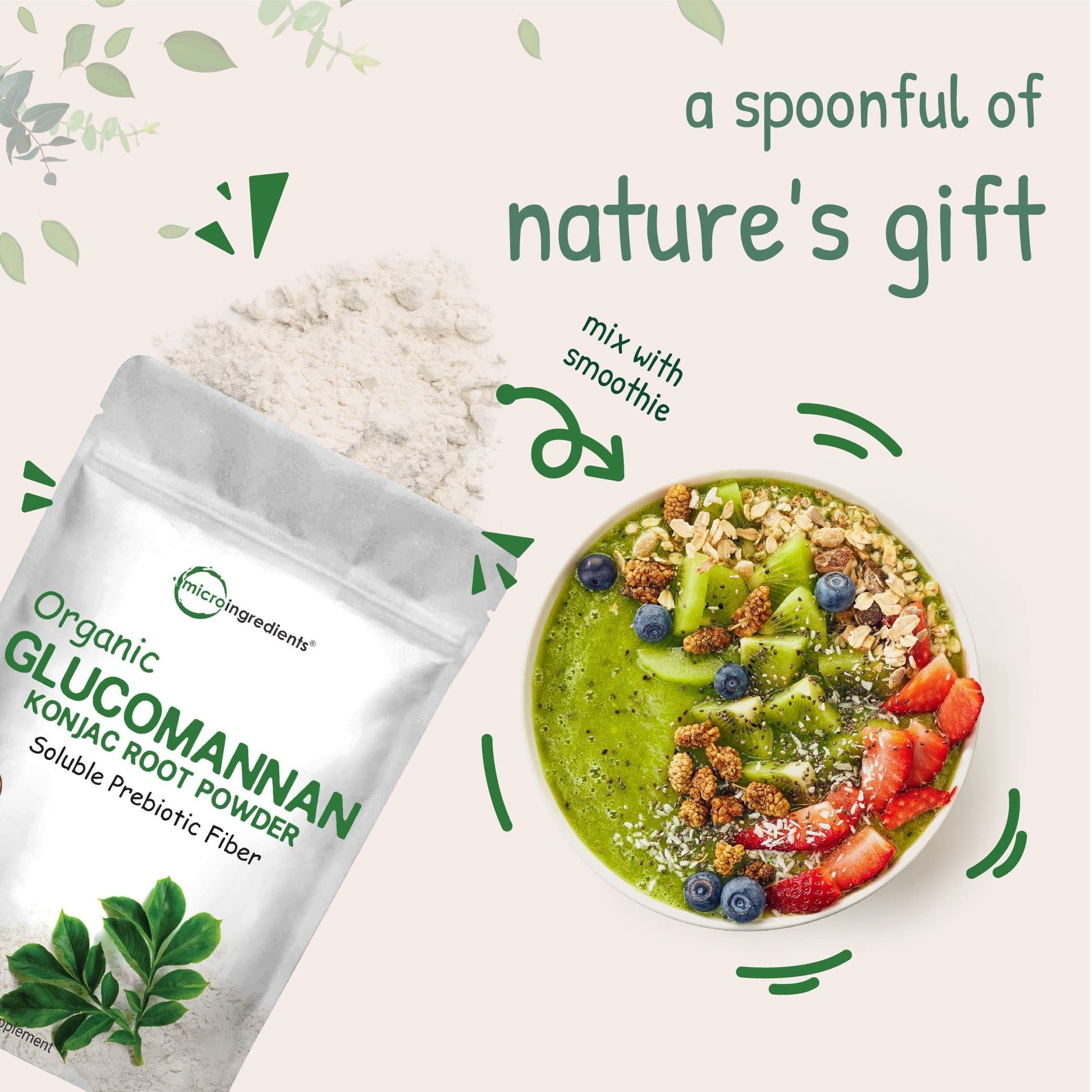Organic Glucomannan Konjac Root Powder (Konjac Gel Powder), 10 Ounce, Soluble Fiber & Prebiotics Micro Ingredients uk supplements
