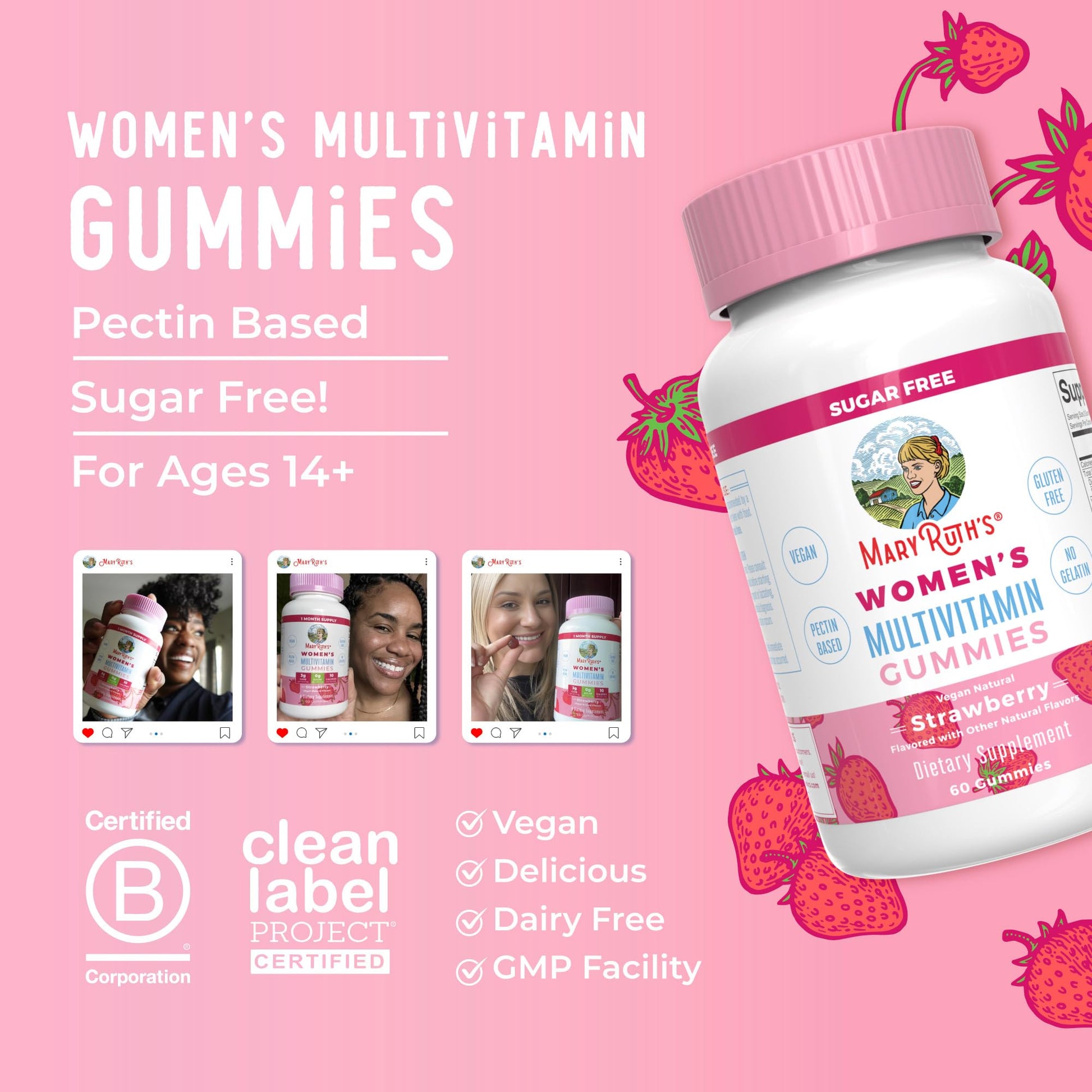 MaryRuth Organics Women's Immune Support Multivitamin Gummies | Ages 14+ | Skin Health | Gummy Vitamins for Women | Sugar-Free | Vegan | Non-GMO | 60 Count MARYRUTH'S uk supplements