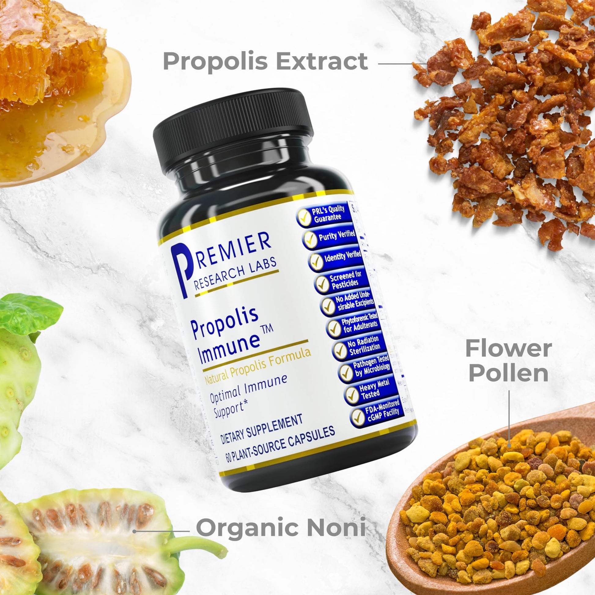 Premier Research Labs Propolis Immune - Bee Propolis Capsules, Bee Pollen Supplement, Propolis Extract Pills for Women & Men, Promotes Immune Health - 60 Vegetarian Capsules Premier Research Labs uk supplements